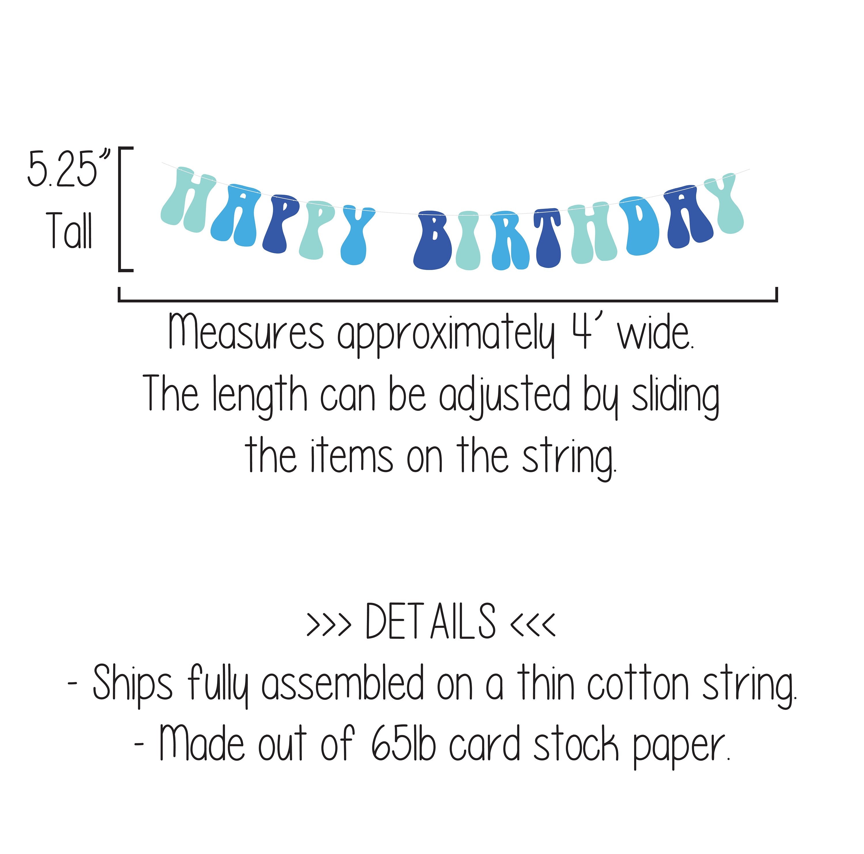 Retro Happy Birthday Banner, Blue Birthday Banner, Blue Party Decorations, Custom Birthday Banner, Retro Themed Banner, Blue Birthday Party