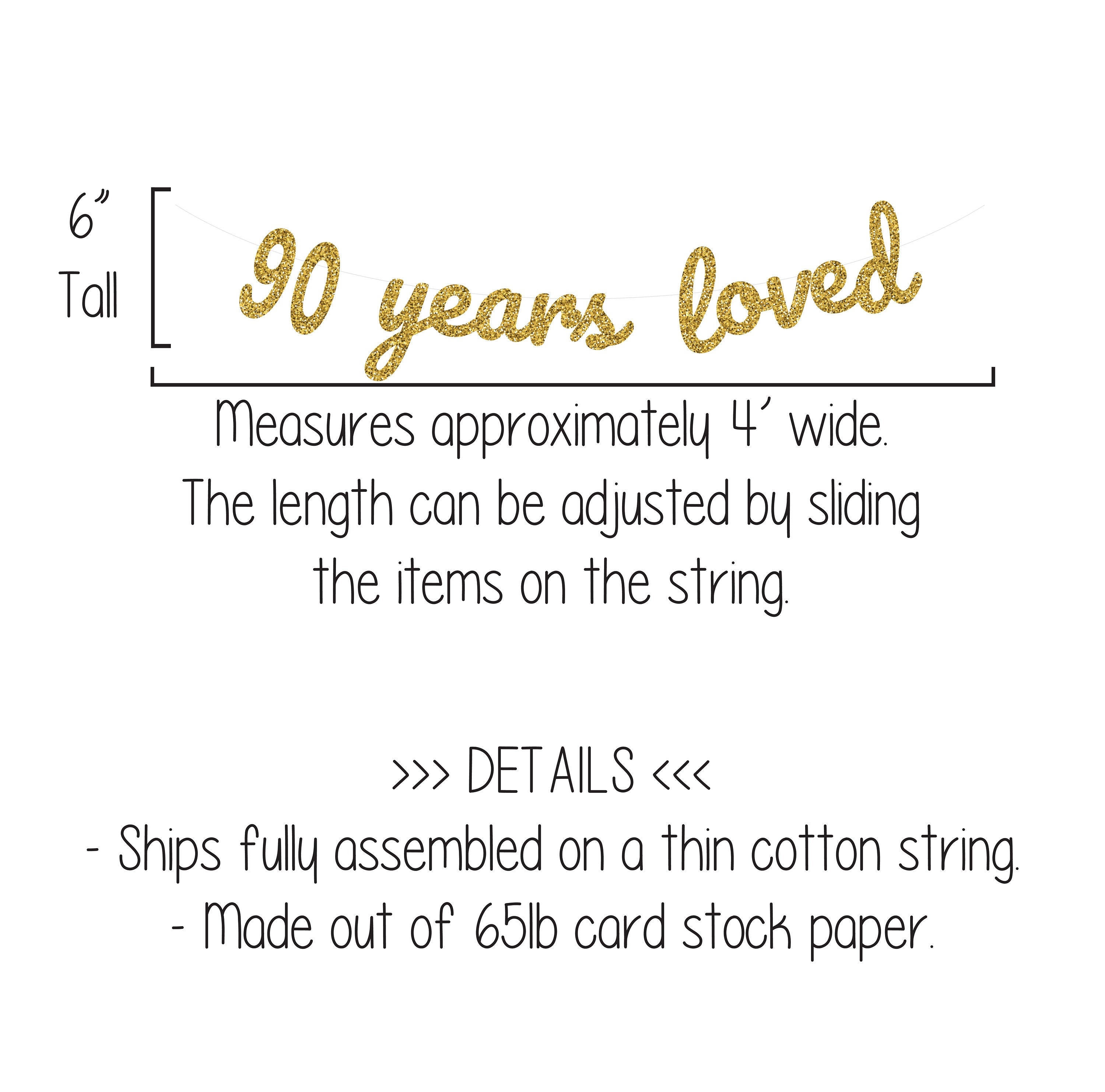 90 Years Loved, 90 Years Loved Banner, 90th Birthday Party, 90th Birthday Decorations, Turning 90, Years Loved Banner, Custom Banner