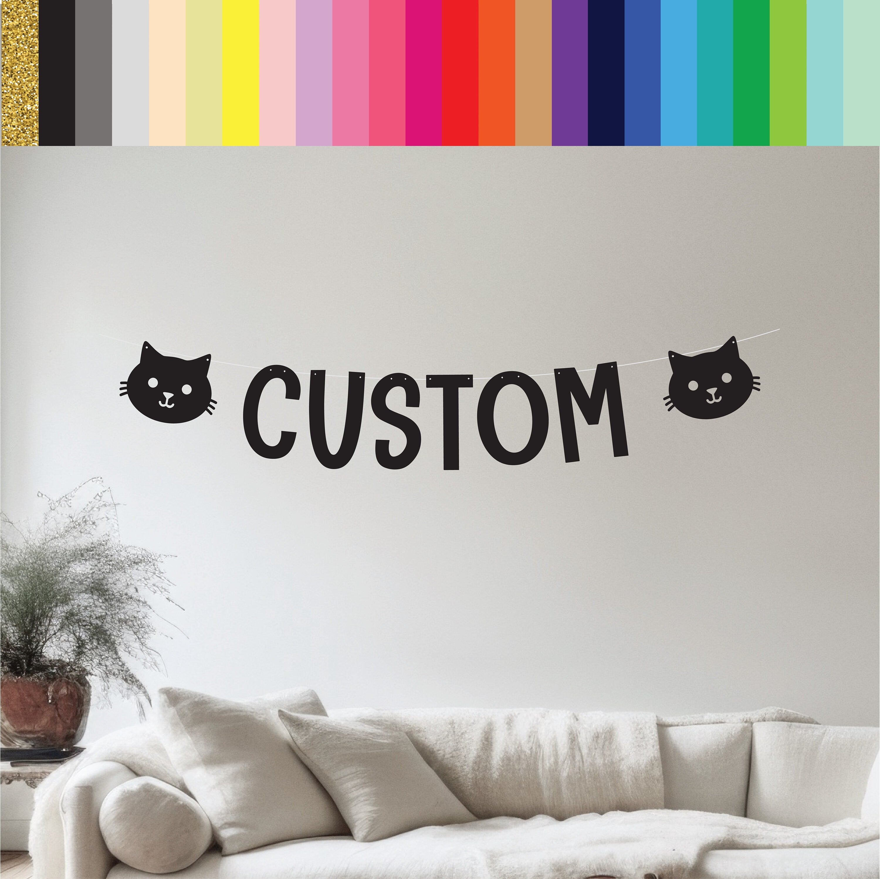 Custom Cat Banner, Cat Banner, Cat Decorations, Cat Party Banner, Cat Party Decorations, Cat Birthday, Cat Themed Party, Cat Birthday Sign