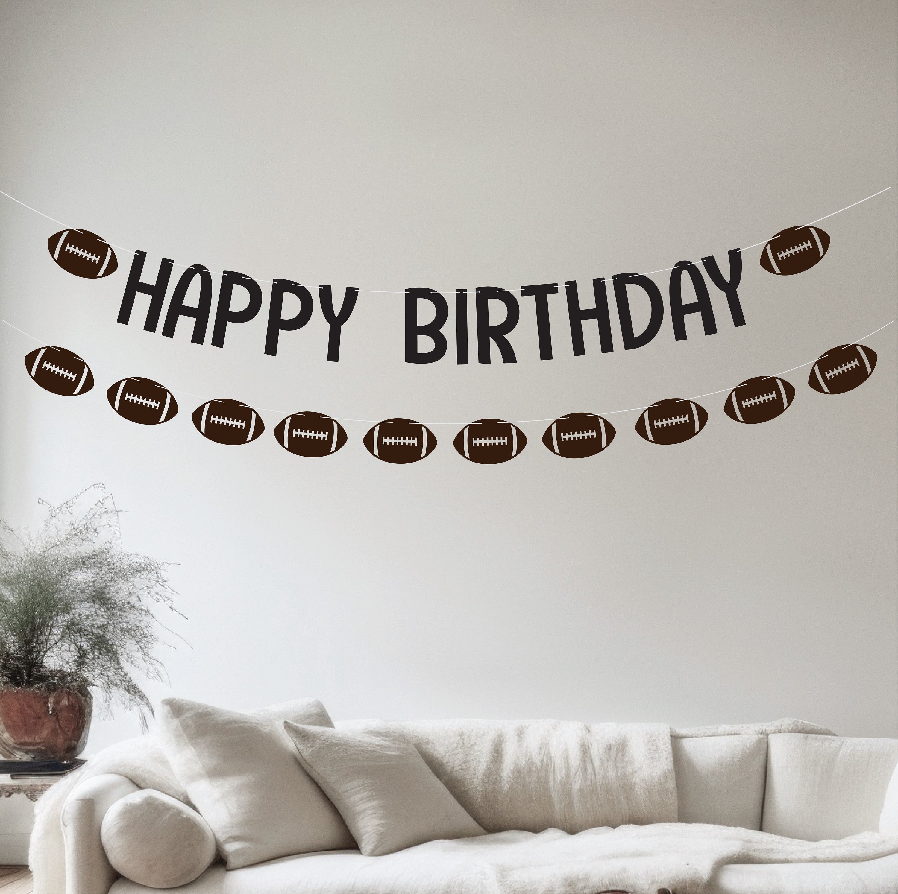 Football Happy Birthday Banner, Football Birthday, Custom Football Banner, Superbowl Party Decor, Football Party Decorations