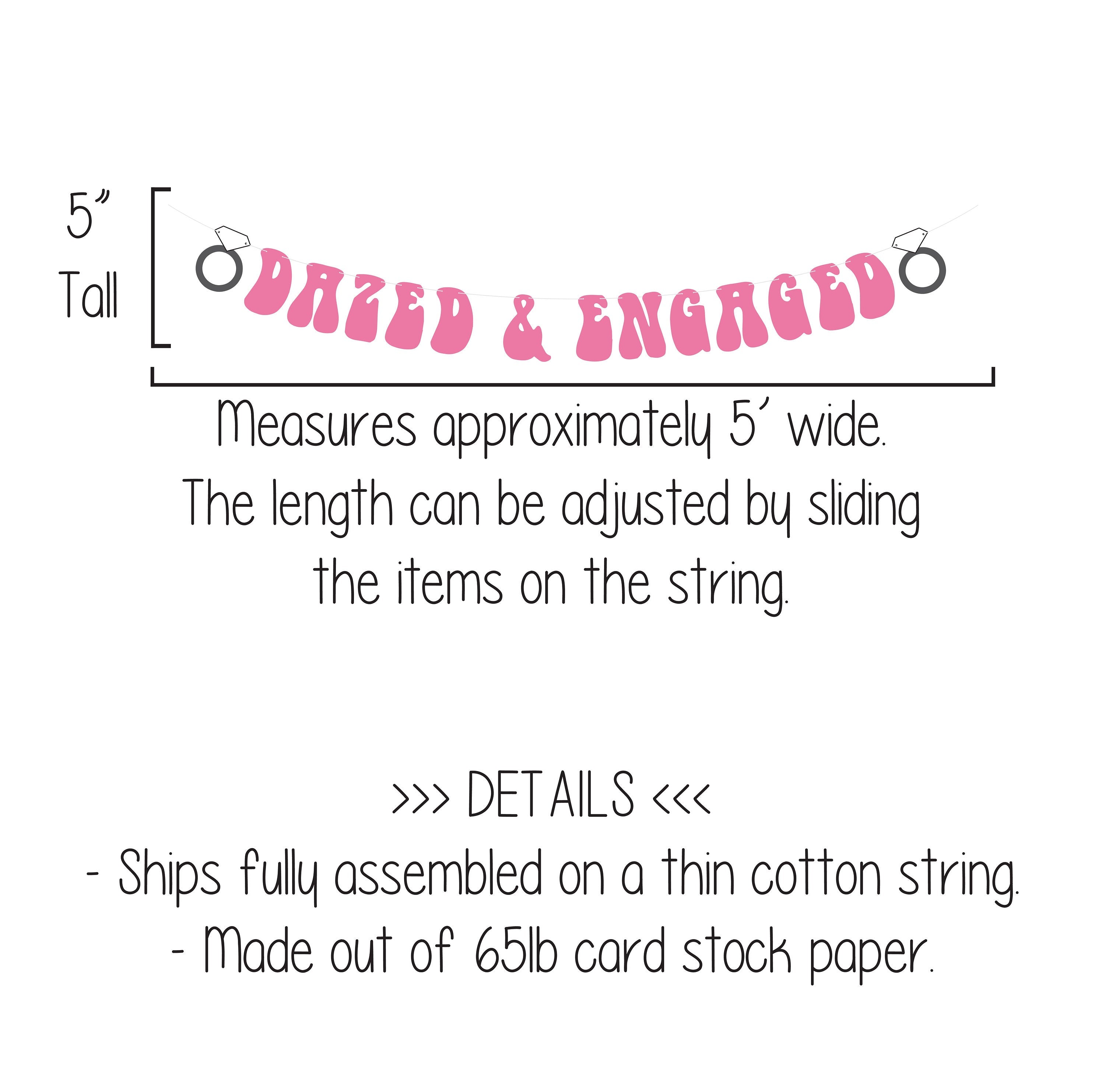 Dazed & Engaged, Dazed and Engaged Banner, Custom 70s Banner, Retro Bachelorette Party Banner, Hippie Bachelorette Party Decorations