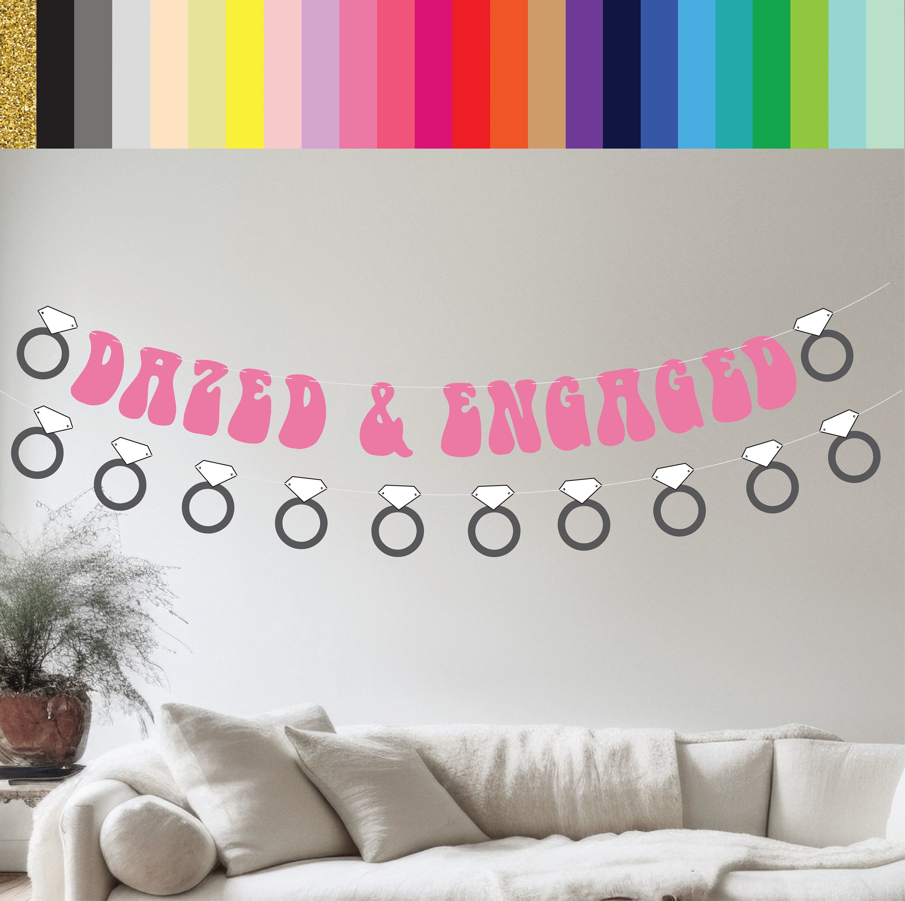 Dazed & Engaged, Dazed and Engaged Banner, Custom 70s Banner, Retro Bachelorette Party Banner, Hippie Bachelorette Party Decorations