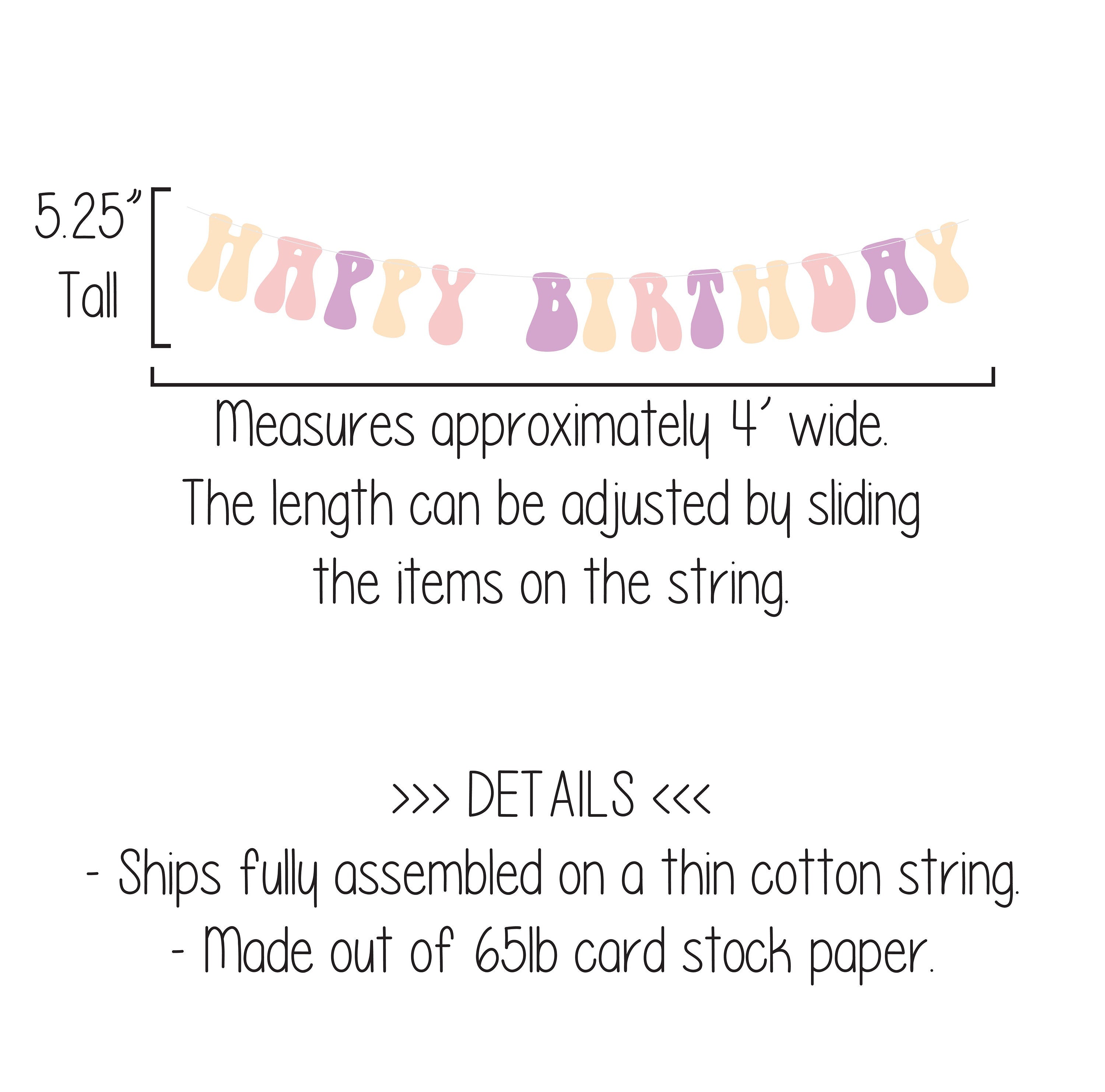 Retro Happy Birthday Banner, Beige and Pink, Beige Pink and Lavender, Custom Birthday Banner, Retro Themed Banner,