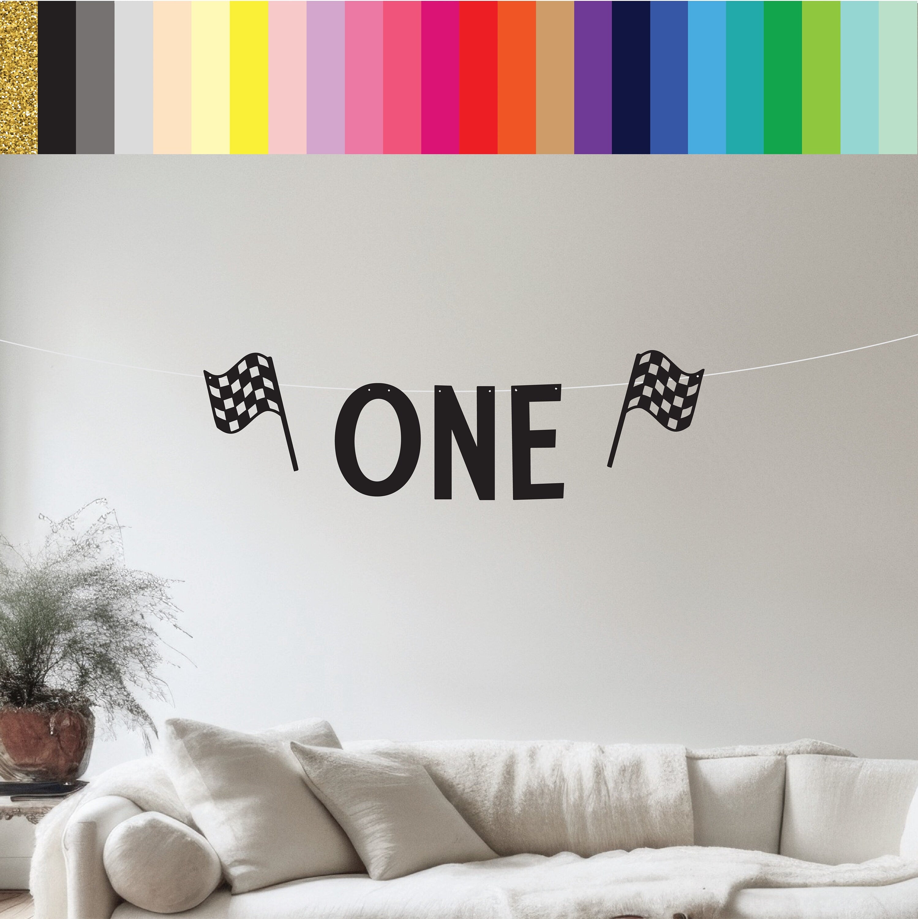 One, One Banner, One Highchair Banner, 1st Birthday, Racing Decorations, Racing Birthday Party, Custom Racing Banner