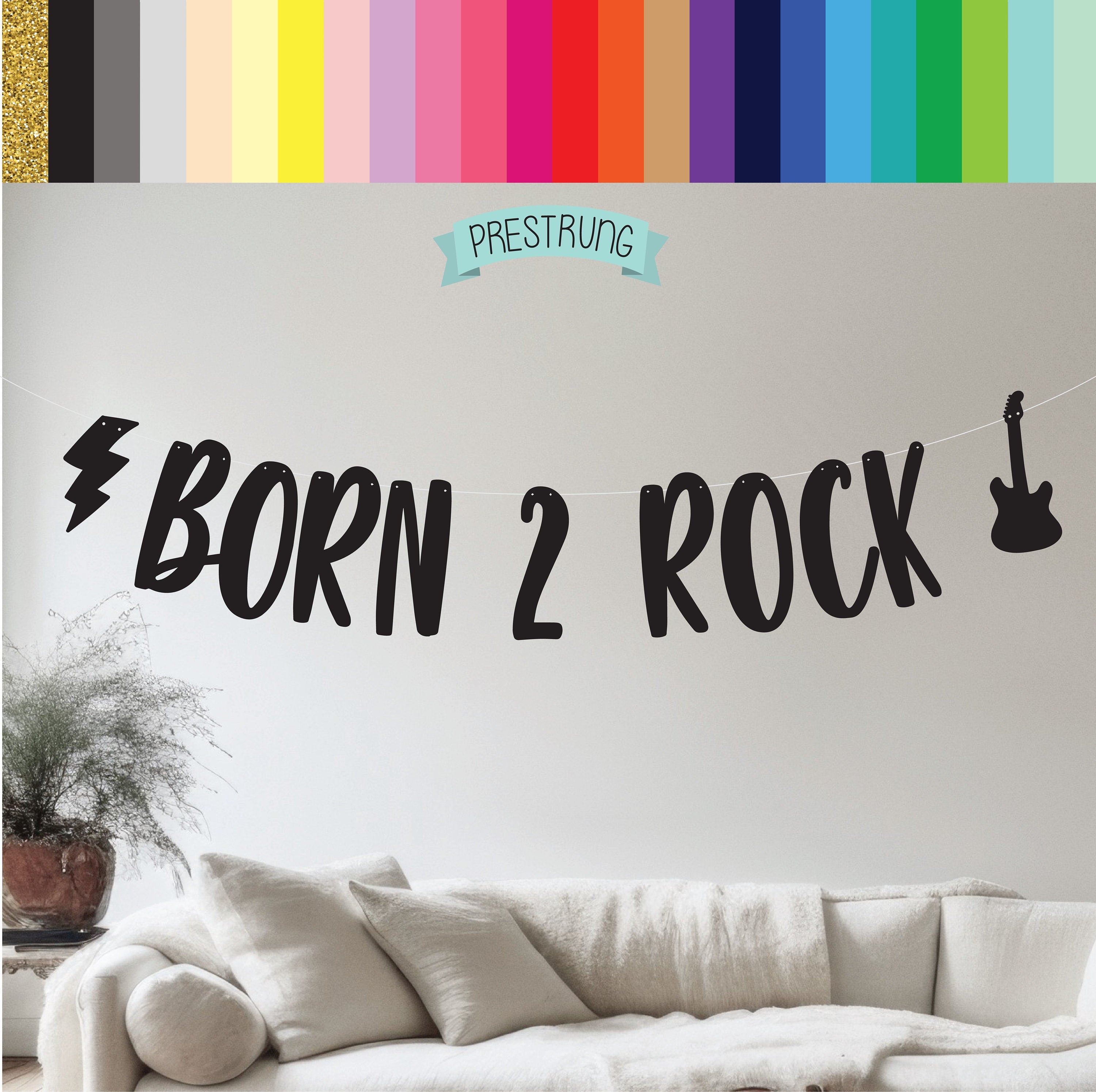 Born 2 Rock, Born 2 Rock Banner, Rock Birthday, Music Birthday, 2nd Birthday Banner, 2nd Birthday Party, Rock Themed Birthday