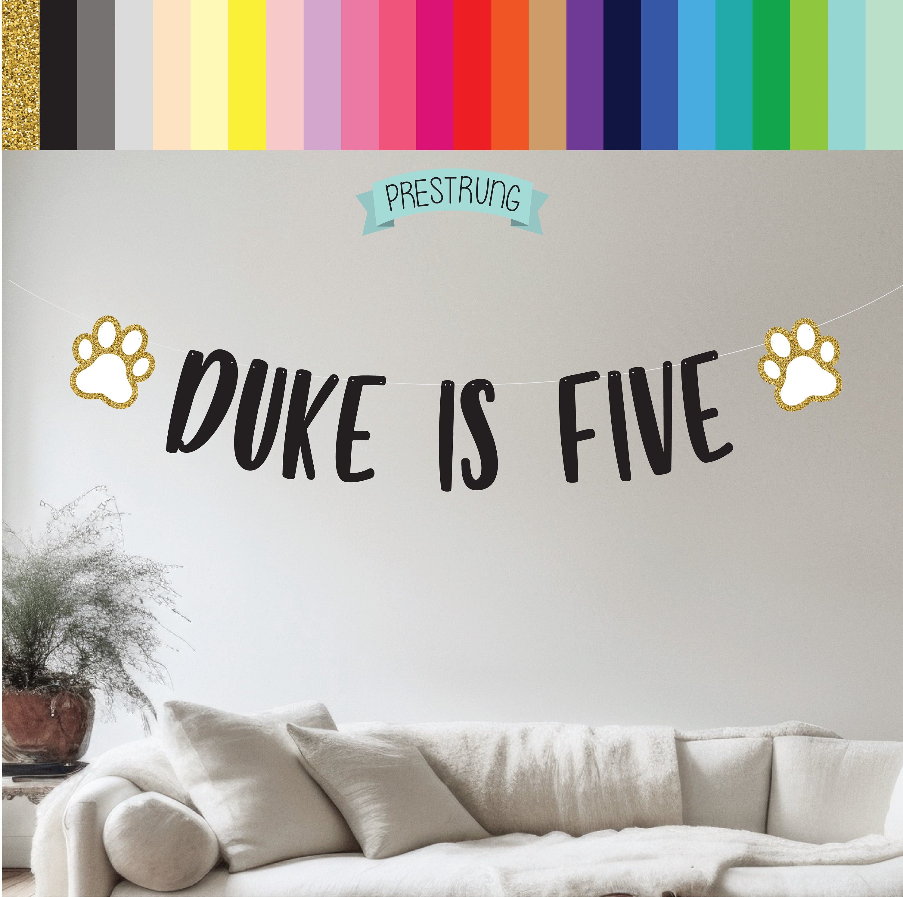 Pet Birthday Banner, Dog Birthday Banner, Paw Print Garland, Animal Themed Decorations, Puppy Party, Pawty Decorations, Pawty Theme