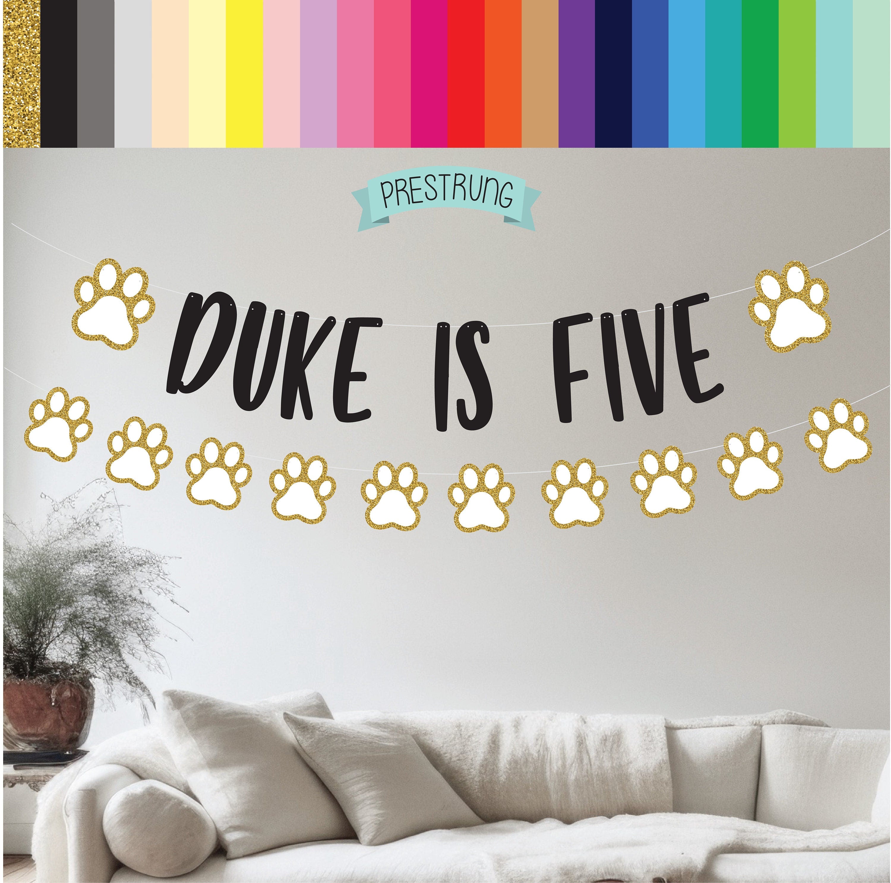 Pet Birthday Banner, Dog Birthday Banner, Paw Print Garland, Animal Themed Decorations, Puppy Party, Pawty Decorations, Pawty Theme