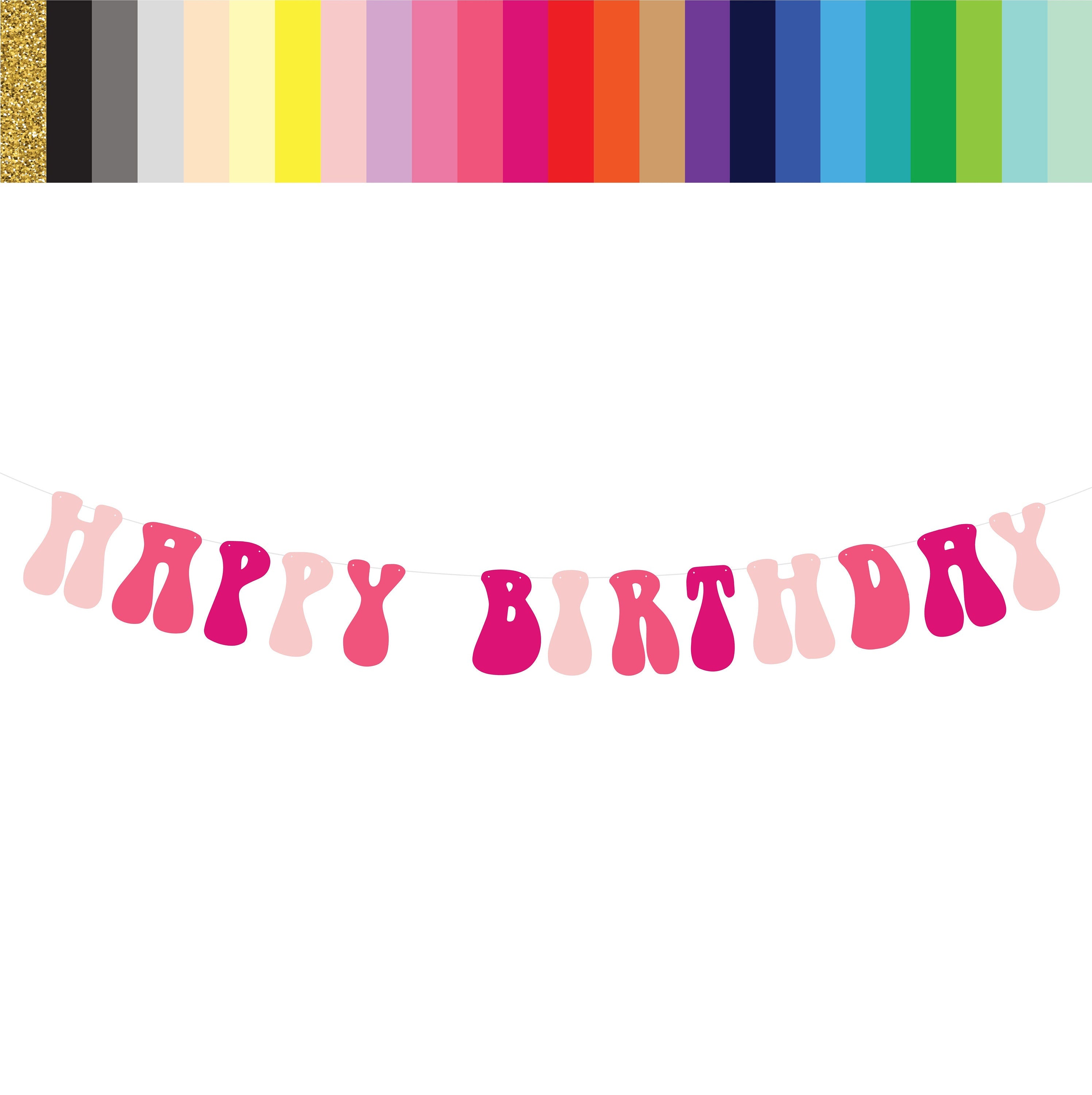 Retro Happy Birthday Banner, Pink Birthday Banner, Pink Party Decorations, Custom Birthday Banner, Retro Themed Banner, Pink Birthday Party