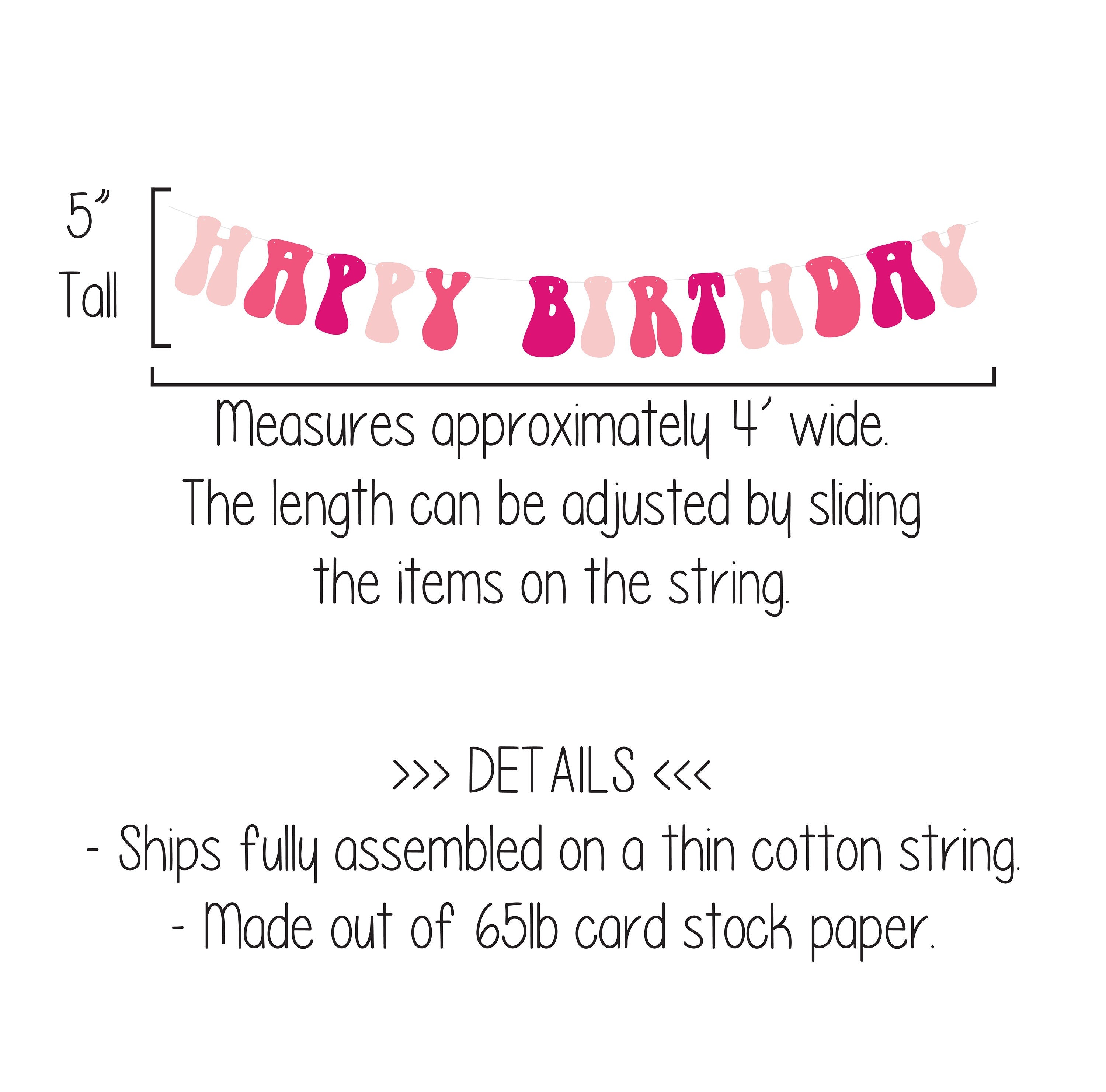 Retro Happy Birthday Banner, Pink Birthday Banner, Pink Party Decorations, Custom Birthday Banner, Retro Themed Banner, Pink Birthday Party