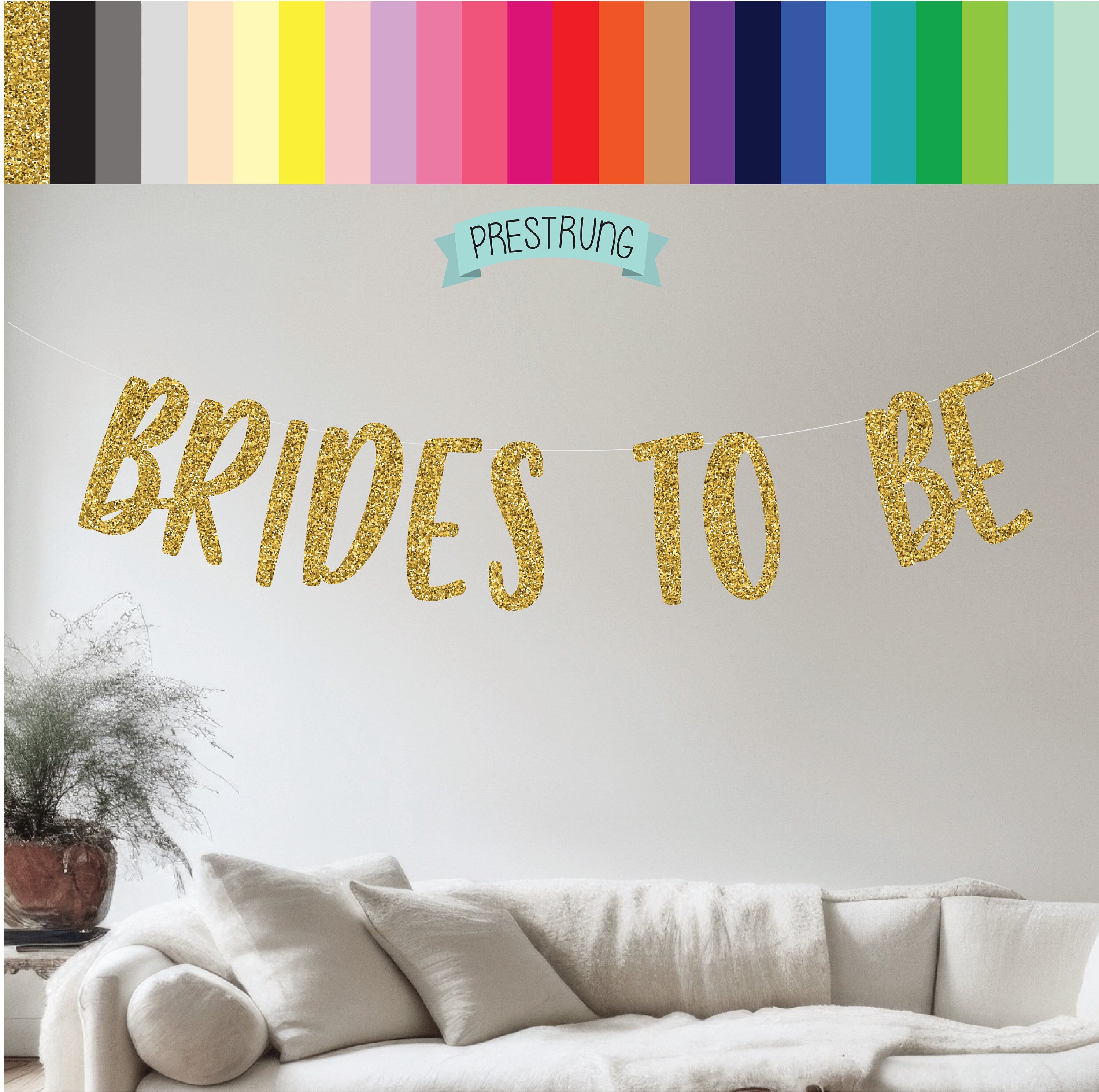 Brides to Be, Brides to Be Banner, Lesbian Wedding, Lesbian Wedding Decorations, Lesbian Wedding Banner, Custom Banner, Gold Banner