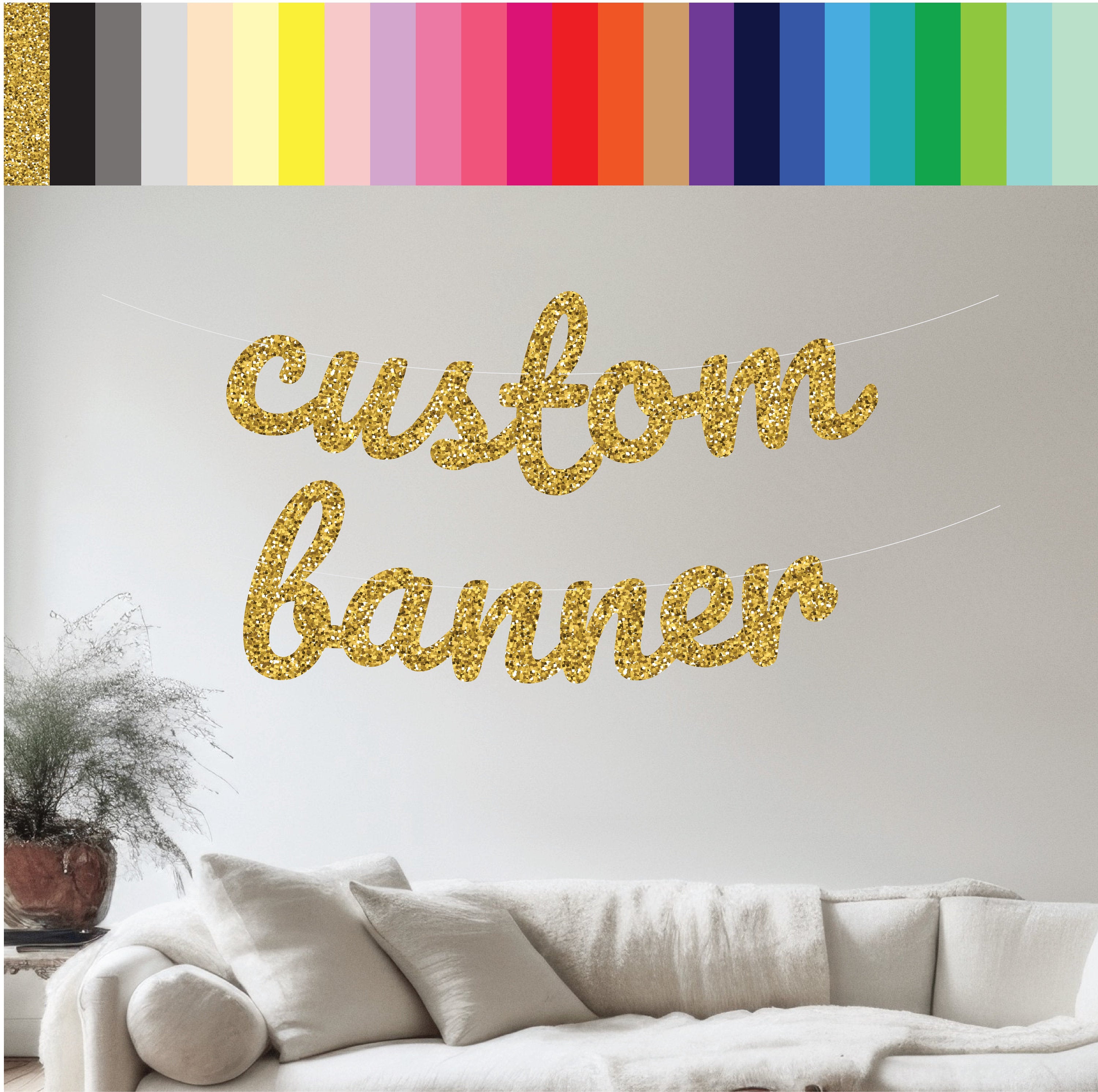 Custom Banner, Banner, Custom Glitter Gold Banner, Custom Cursive Banner, Cursive Banner, Custom Gold Banner, Gold Glitter