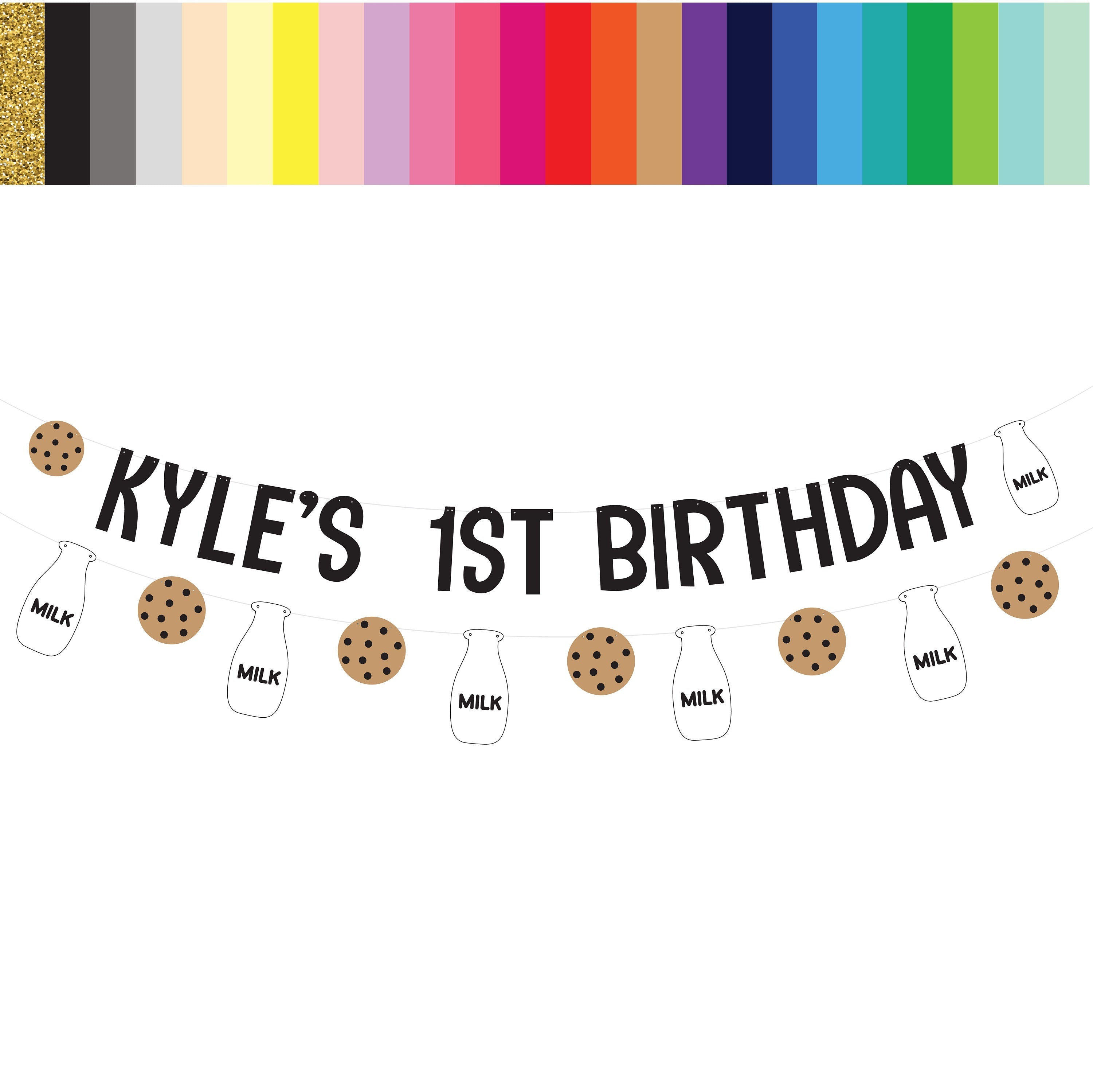 1st Birthday Banner, Cookie Birthday Banner, Milk and Cookies Birthday Banner, Milk and Cookies Decorations, Cookies and Milk, Cookie Party