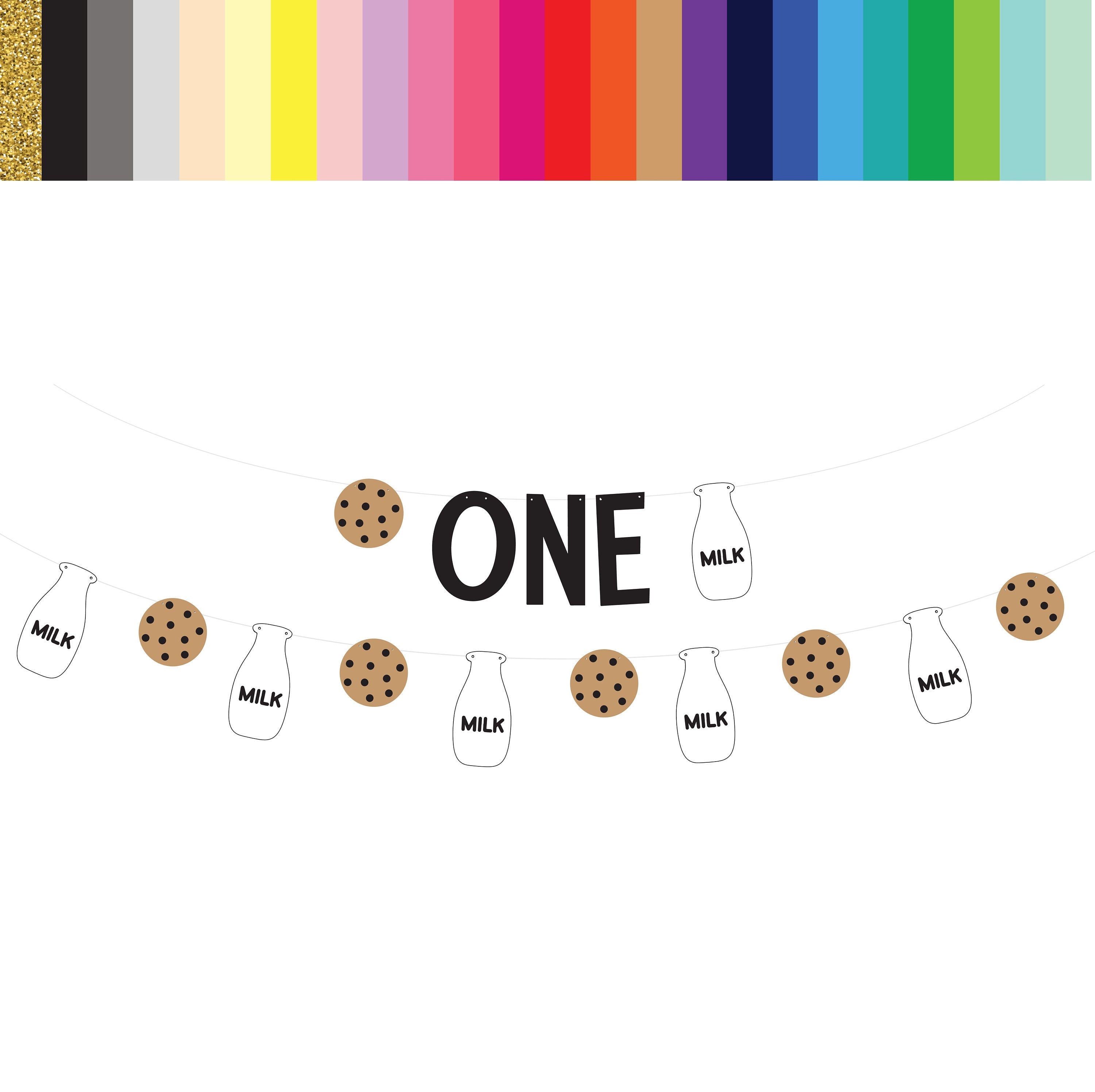 One Cookie Banner, Highchair Banner, 1st Birthday Banner, Milk and Cookies Birthday Banner, Milk and Cookies Decorations, Cookies and Milk