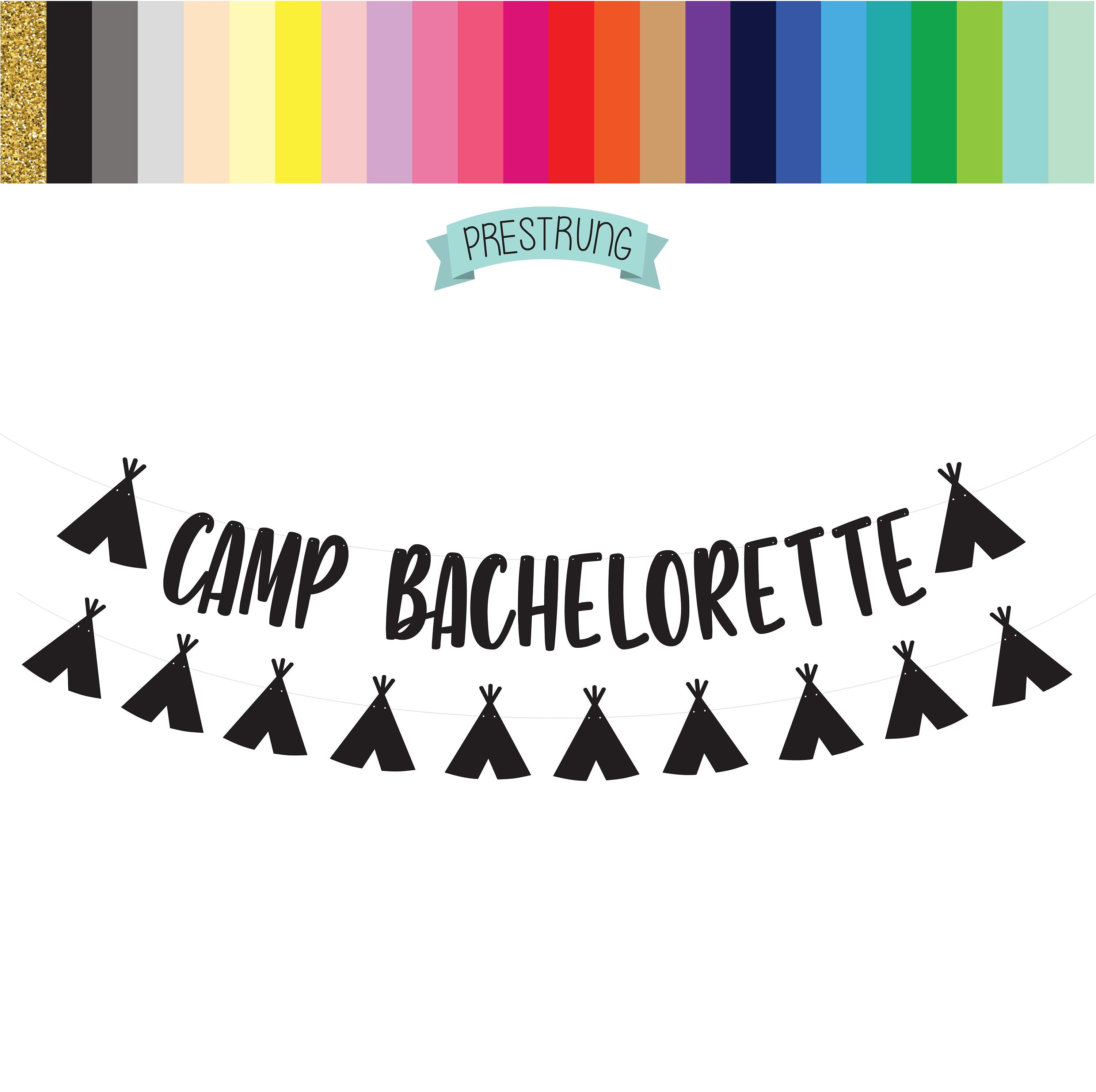 Camp Bachelorette, Bachelorette Camp, Camp Bach Crew, Cabin Bachelorette, Bachelorette Decoration, Gold Bachelorette Banner, Camplorette