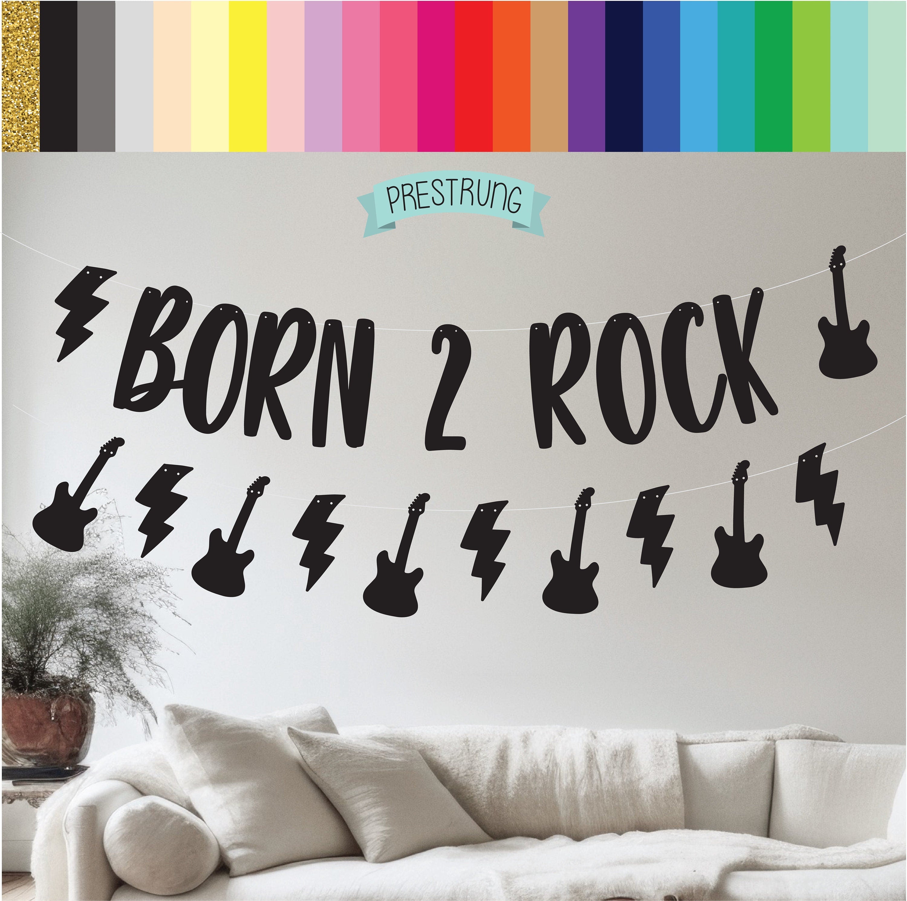 Born 2 Rock, Born 2 Rock Banner, Rock Birthday, Music Birthday, 2nd Birthday Banner, 2nd Birthday Party, Rock Themed Birthday