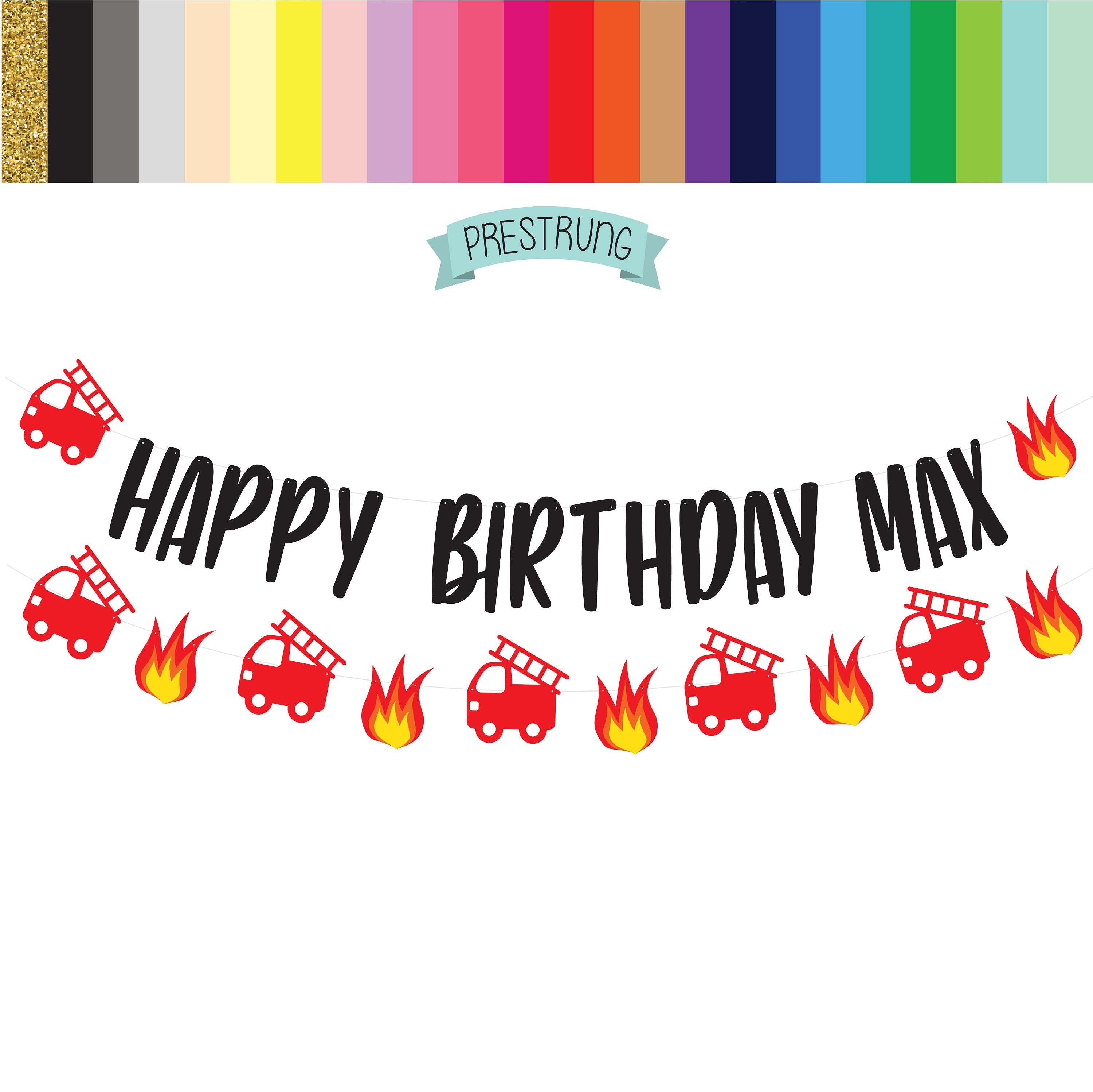 Firetruck Birthday Banner, Fire Happy Birthday Banner, Firetruck Birthday, Firetruck Decorations, Custom Fire Banner, Custom Firetruck Decor
