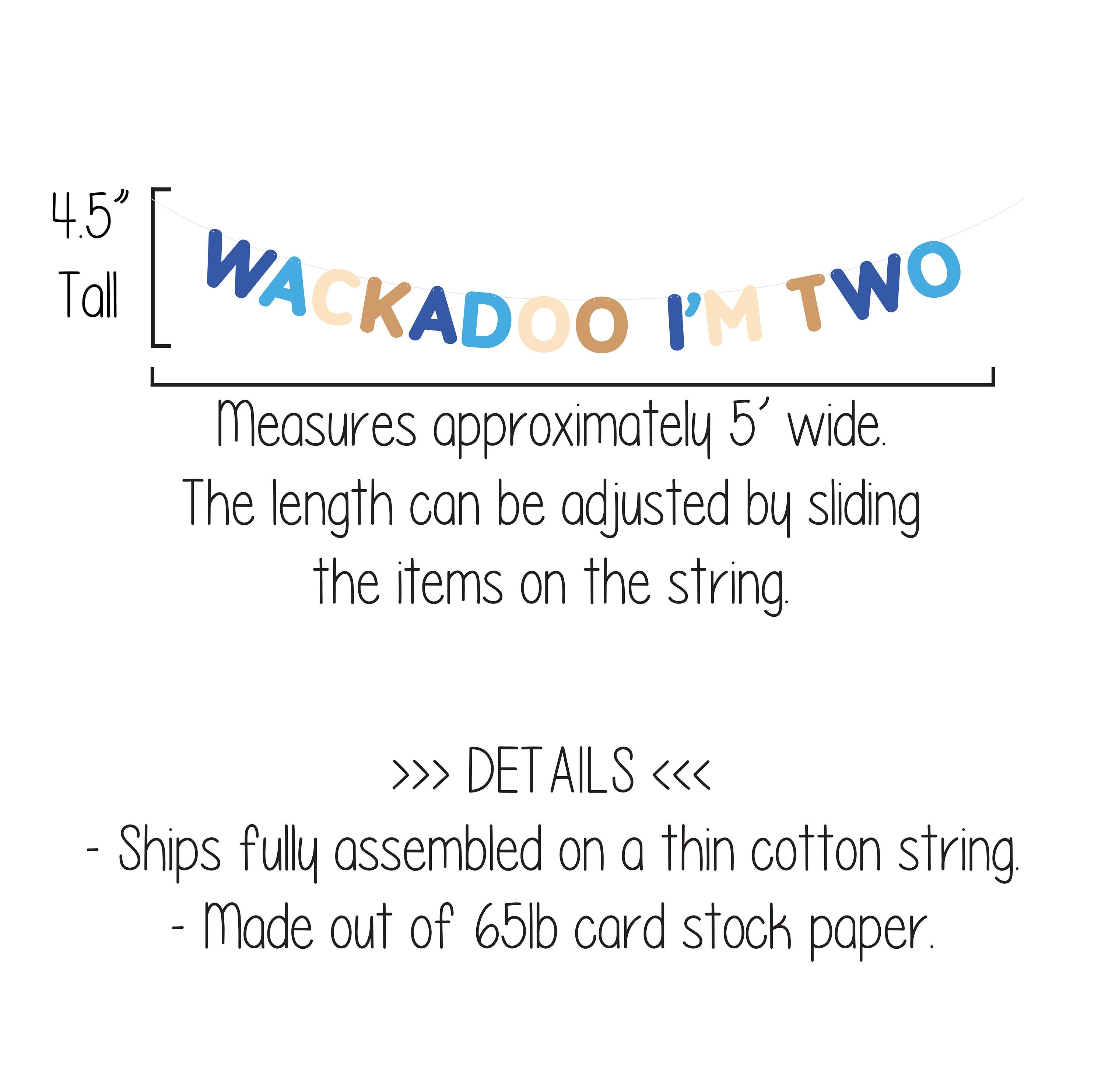 Wackadoo I&#39;m Two, Wackadoo I&#39;m Two Banner, Wackadoo Decorations, Wackadoo I&#39;m Two Decorations, Two Wackadoo