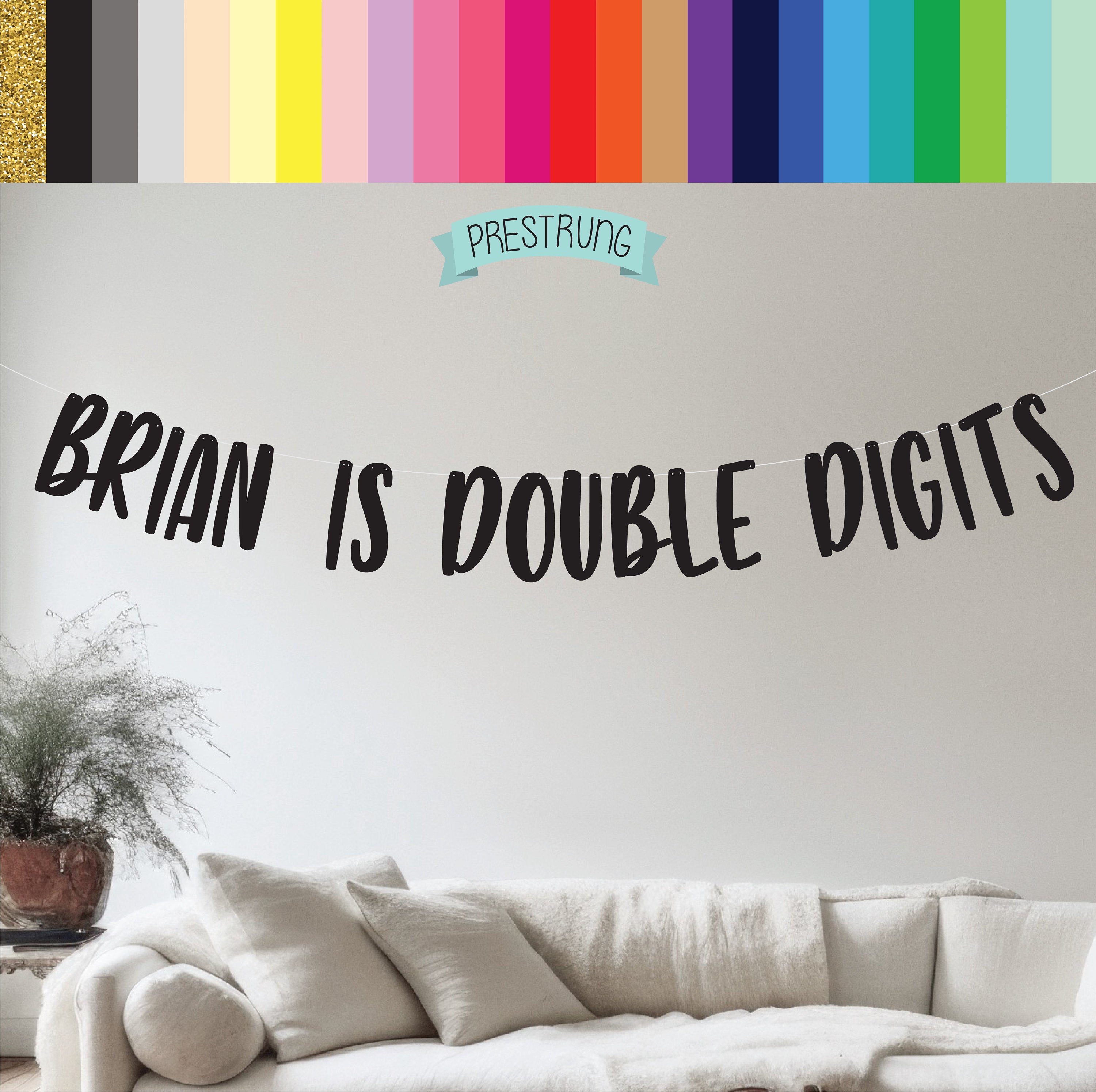 Double Digits, Name Is Double Digits Banner, 10th Birthday Banner, 10 Years Old, Ten Year Old Party Decorations, 10th Birthday Decorations