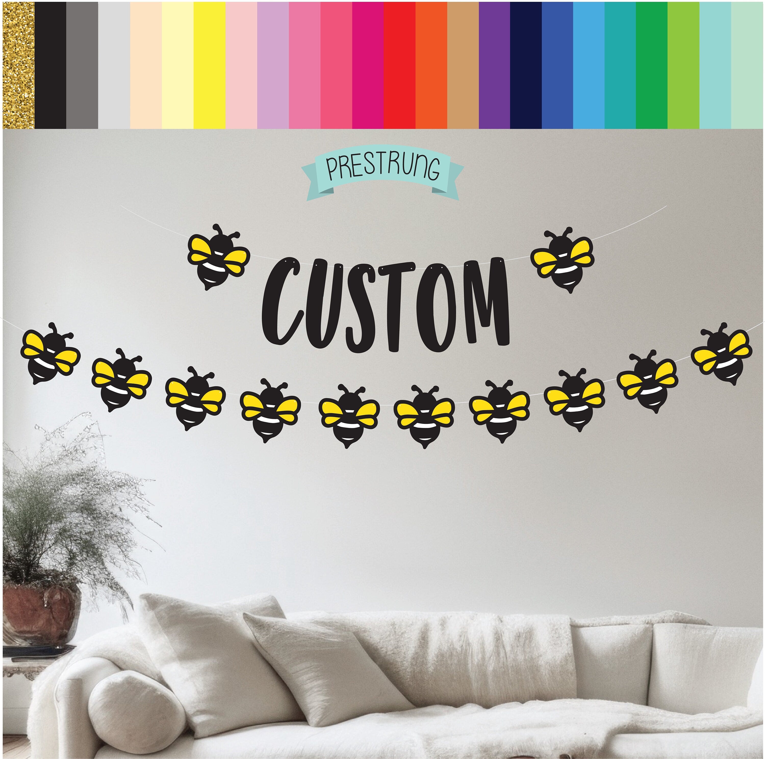 Custom Bee Banner, Bee Decorations, Bee Party, Bee Birthday, Bee Theme, Custom Bee Decorations, Bee Themed Decorations, Bee Banner