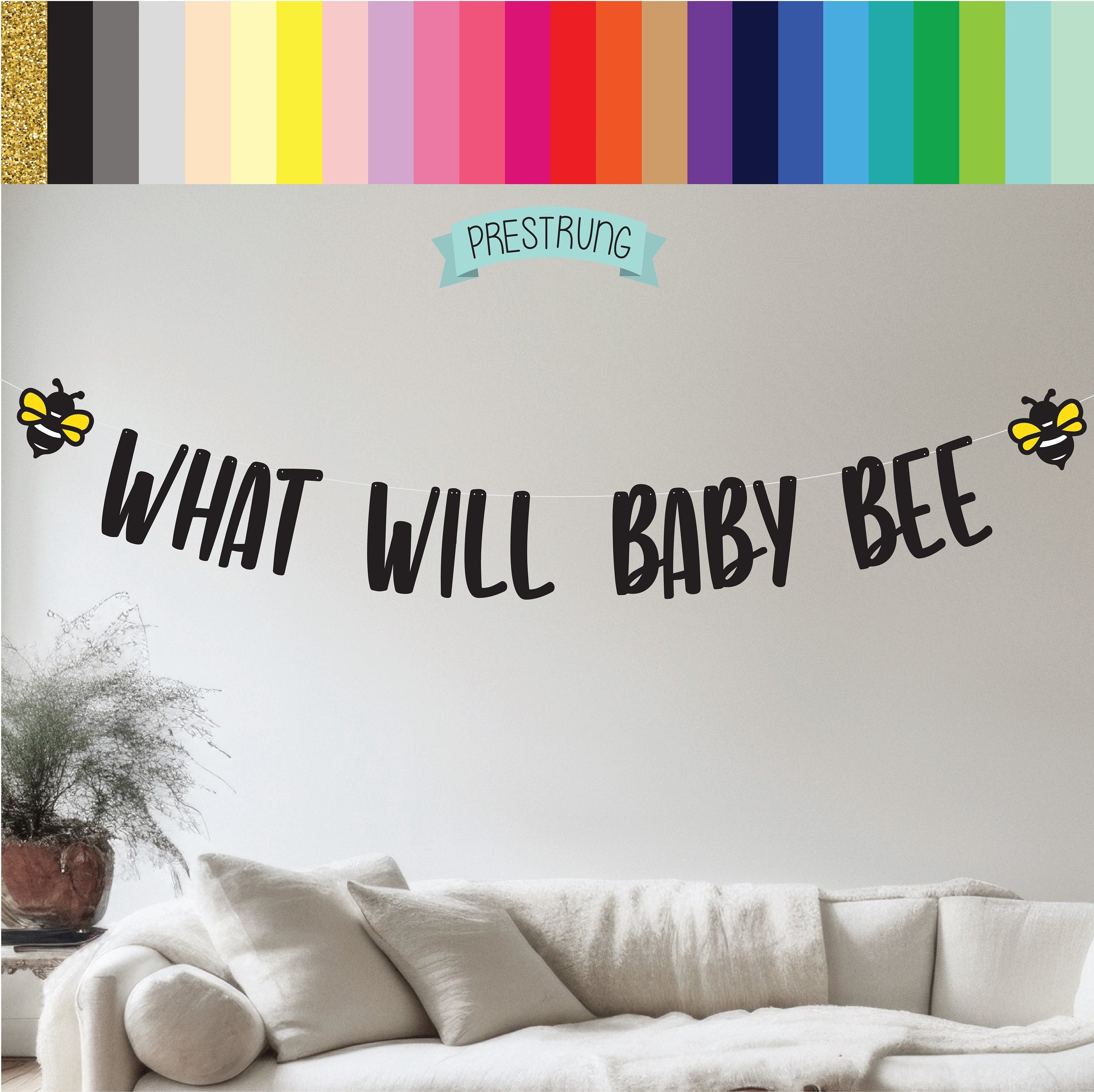 What Will Baby Bee, Bee Gender Reveal, Bee Themed Gender Reveal, Gender Reveal Banner, Bee Baby Shower, What Will Baby Bee Banner
