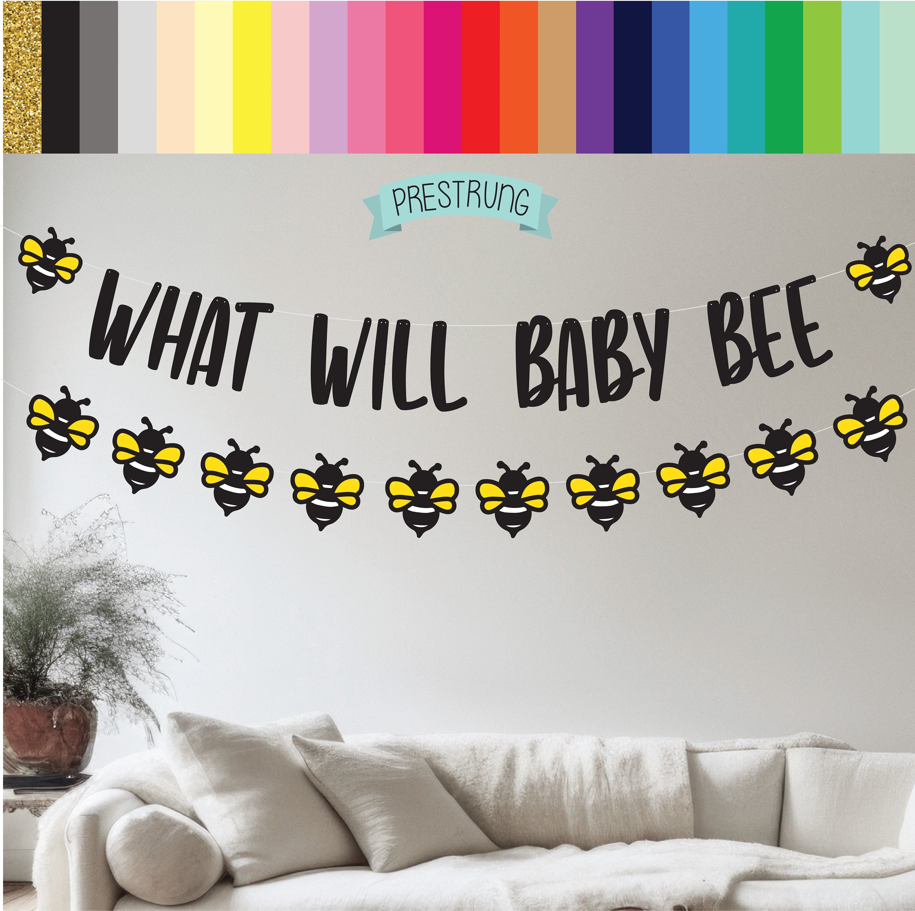 What Will Baby Bee, Bee Gender Reveal, Bee Themed Gender Reveal, Gender Reveal Banner, Bee Baby Shower, What Will Baby Bee Banner
