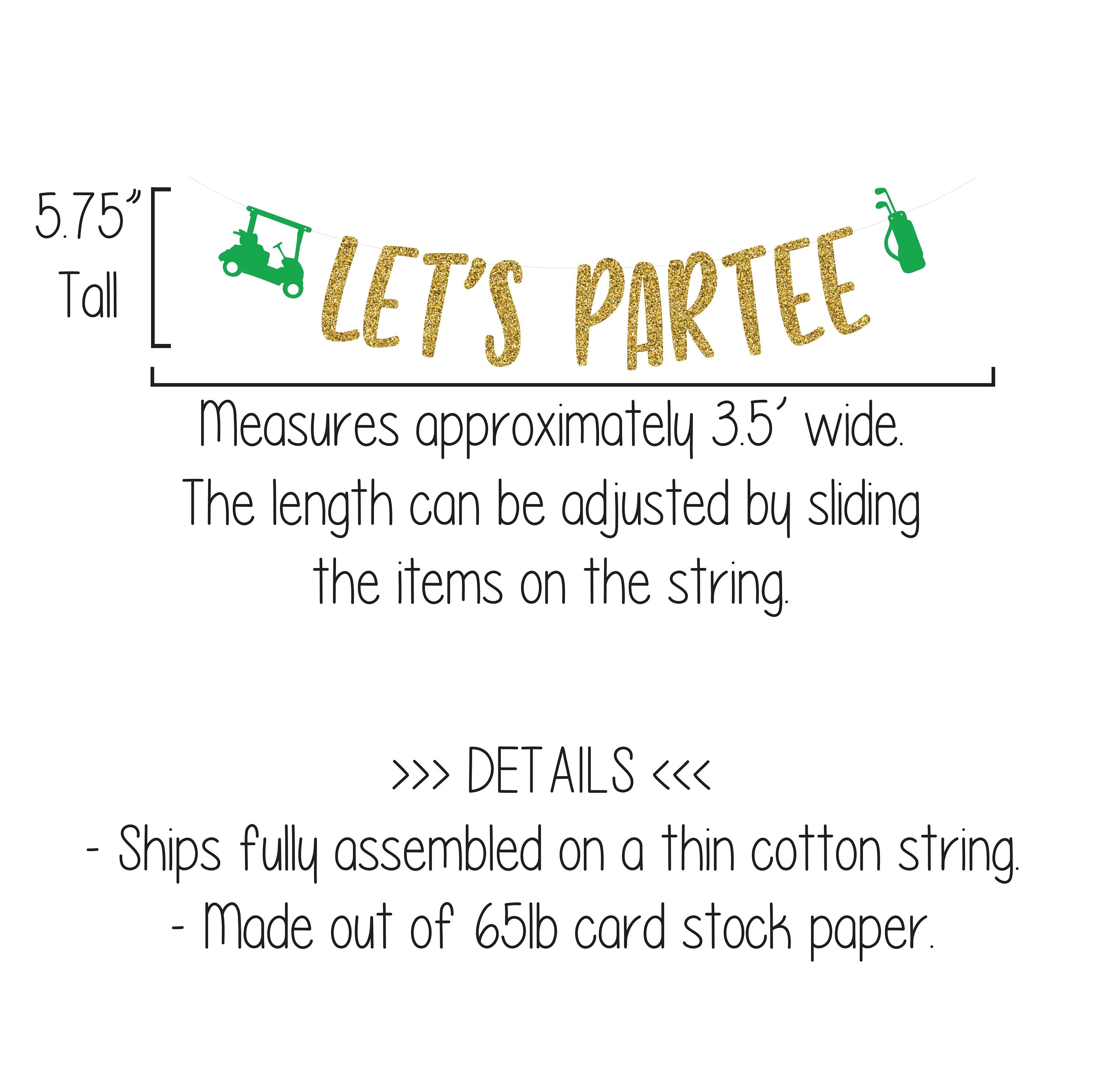 Let&#39;s ParTee, Let&#39;s Par Tee Banner, Golf Decorations, Golf Birthday Decorations, Golf Party, Golf Birthday Party, Gold Golf Banner