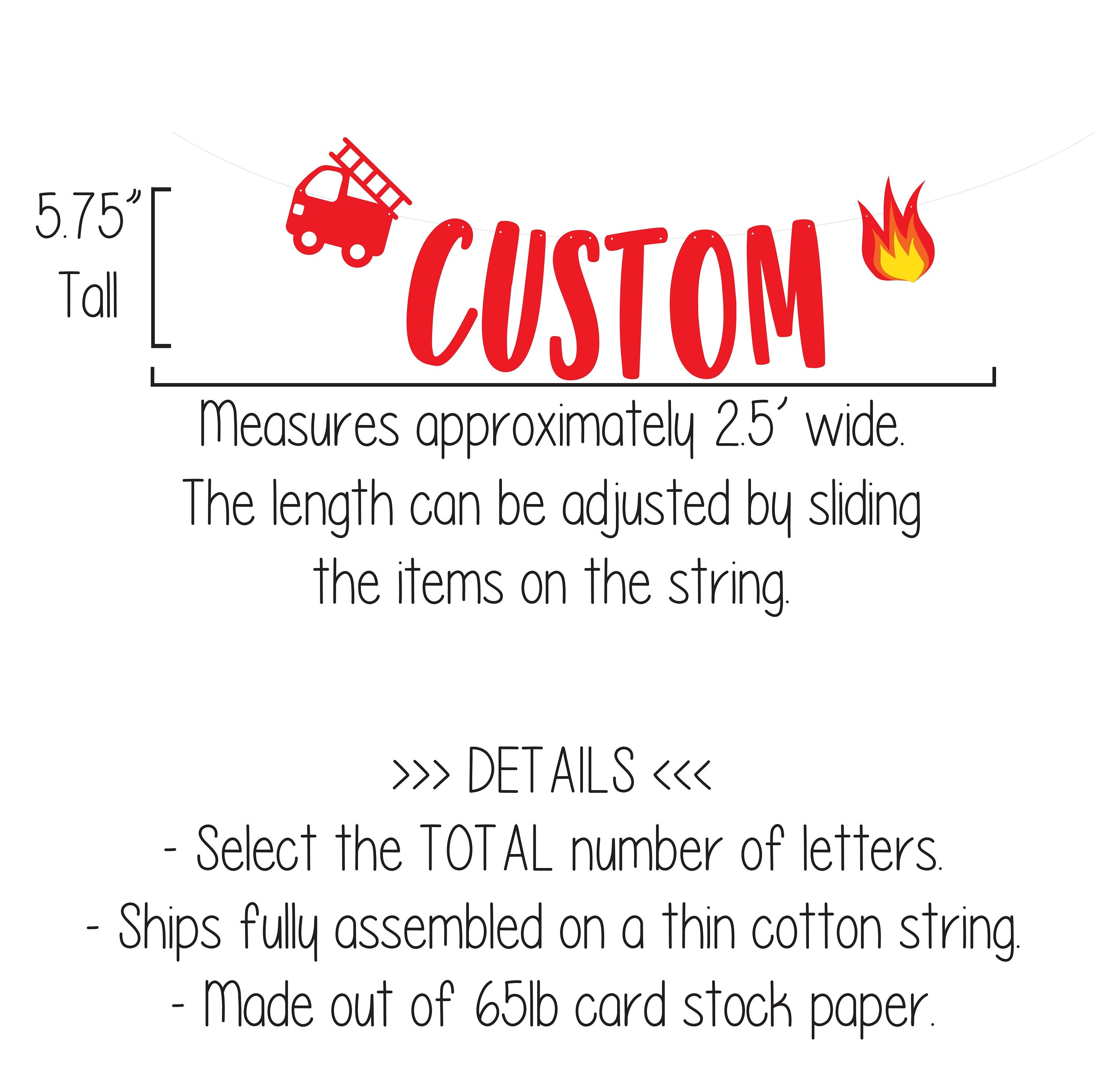 Firetruck Birthday Banner, Fire Happy Birthday Banner, Firetruck Birthday, Firetruck Decorations, Custom Fire Banner, Custom Firetruck Decor