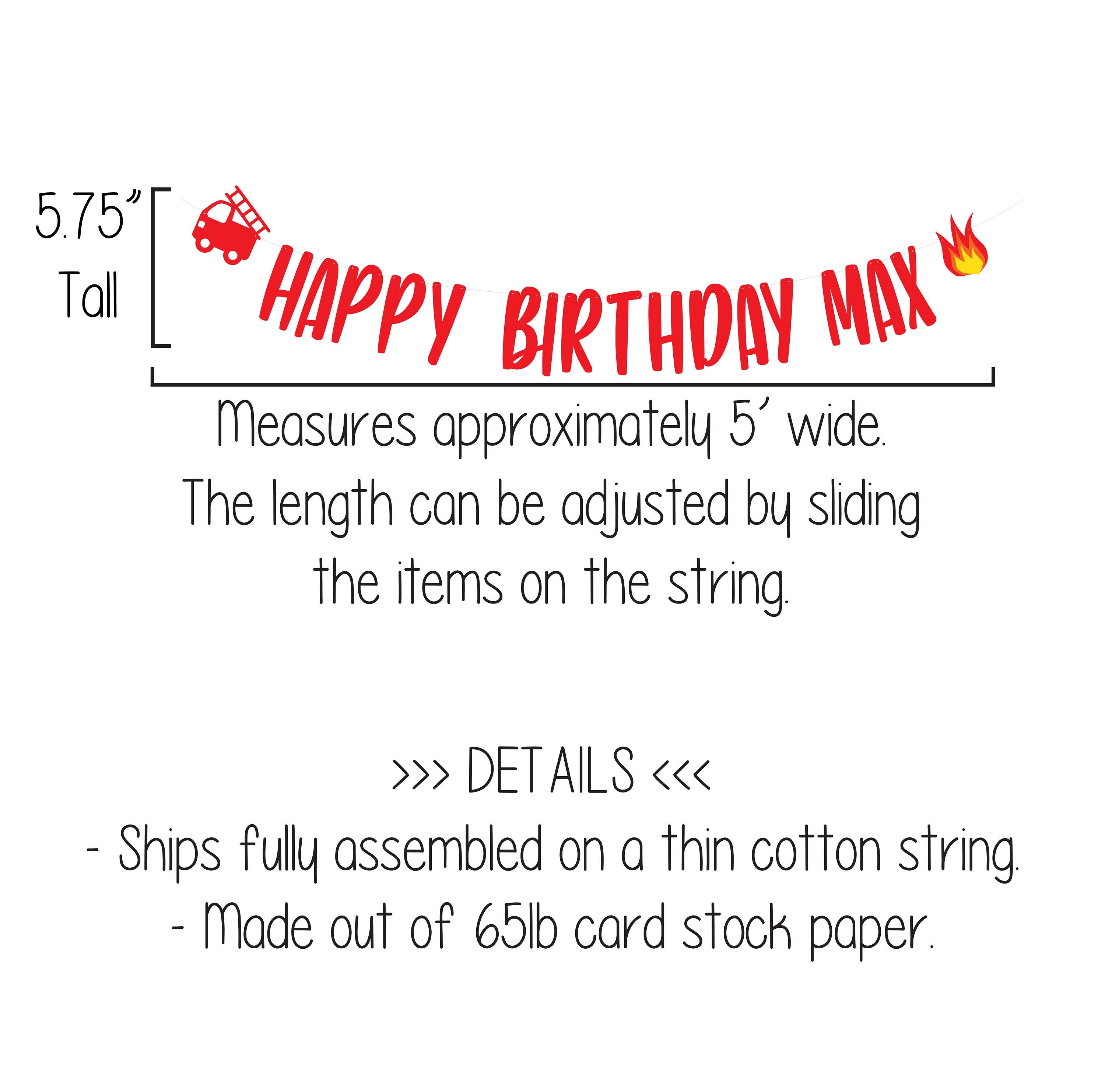 Firetruck Birthday Banner, Fire Happy Birthday Banner, Firetruck Birthday, Firetruck Decorations, Custom Fire Banner, Custom Firetruck Decor