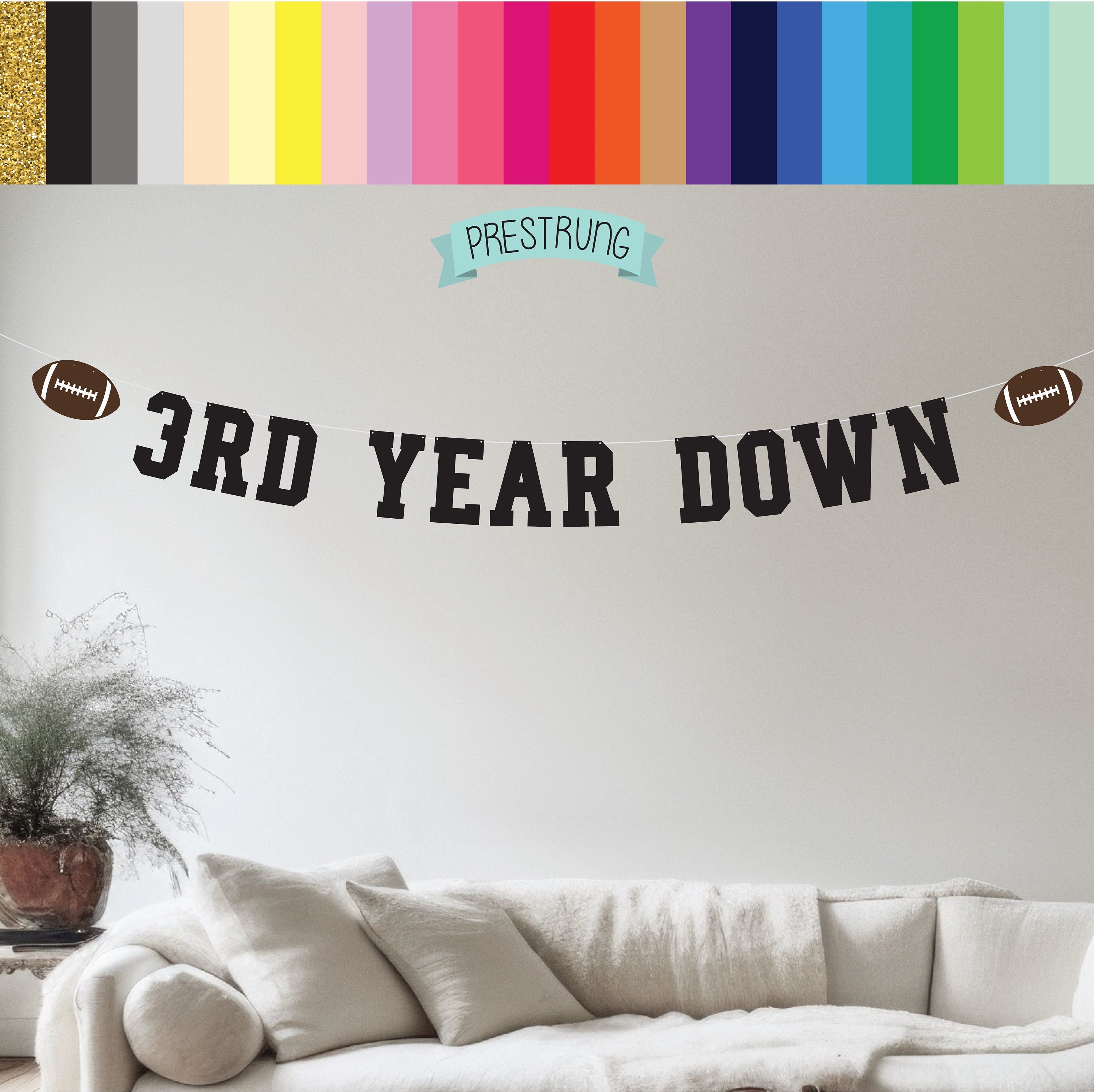 3rd Year Down, 3rd Year Down Banner, Football 4th Birthday, Football Fourth Birthday, Football Banner