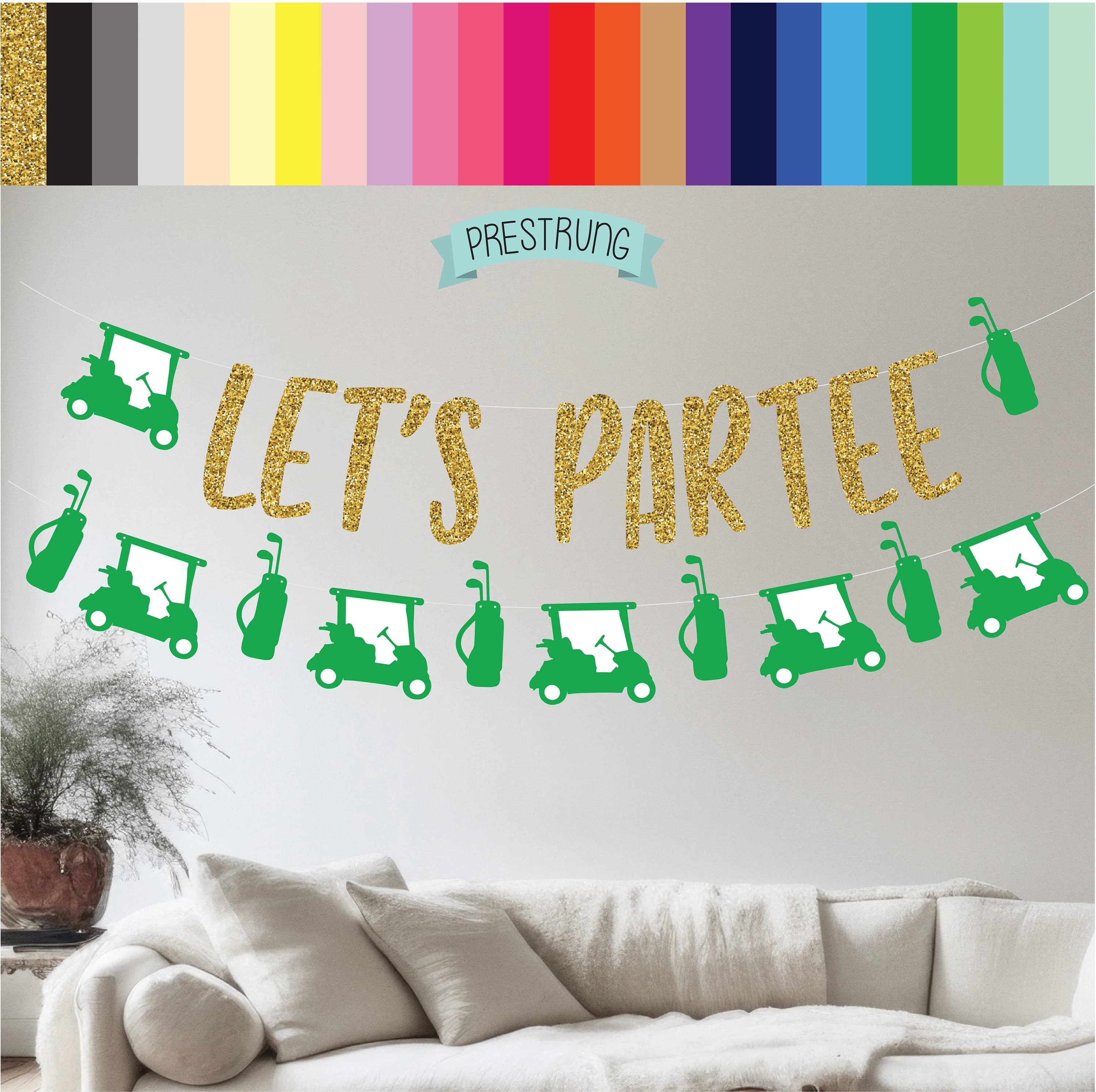 Let&#39;s ParTee, Let&#39;s Par Tee Banner, Golf Decorations, Golf Birthday Decorations, Golf Party, Golf Birthday Party, Gold Golf Banner