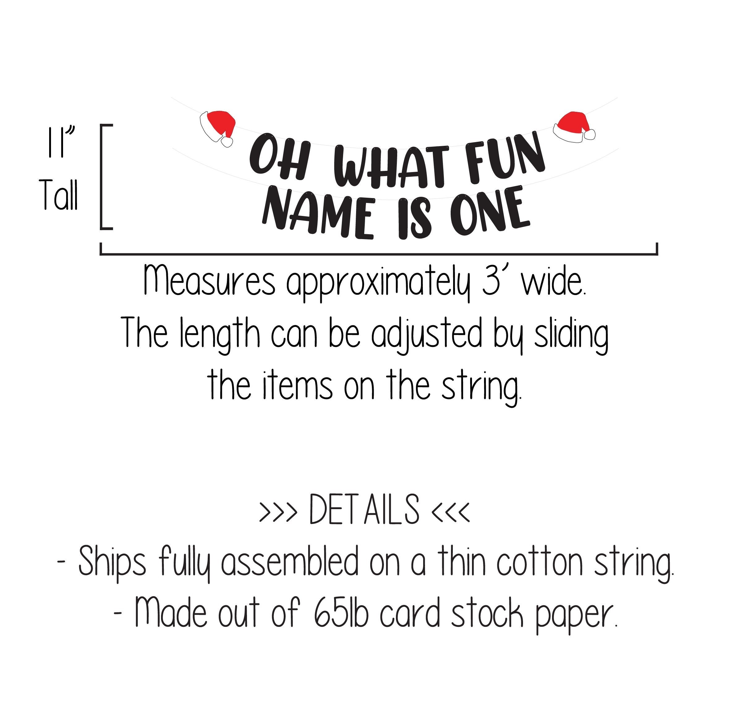 Oh What Fun Name Is One, Oh What Fun Banner, Oh What Fun Name Is One Banner, Christmas 1st Birthday, 1st Birthday Banner
