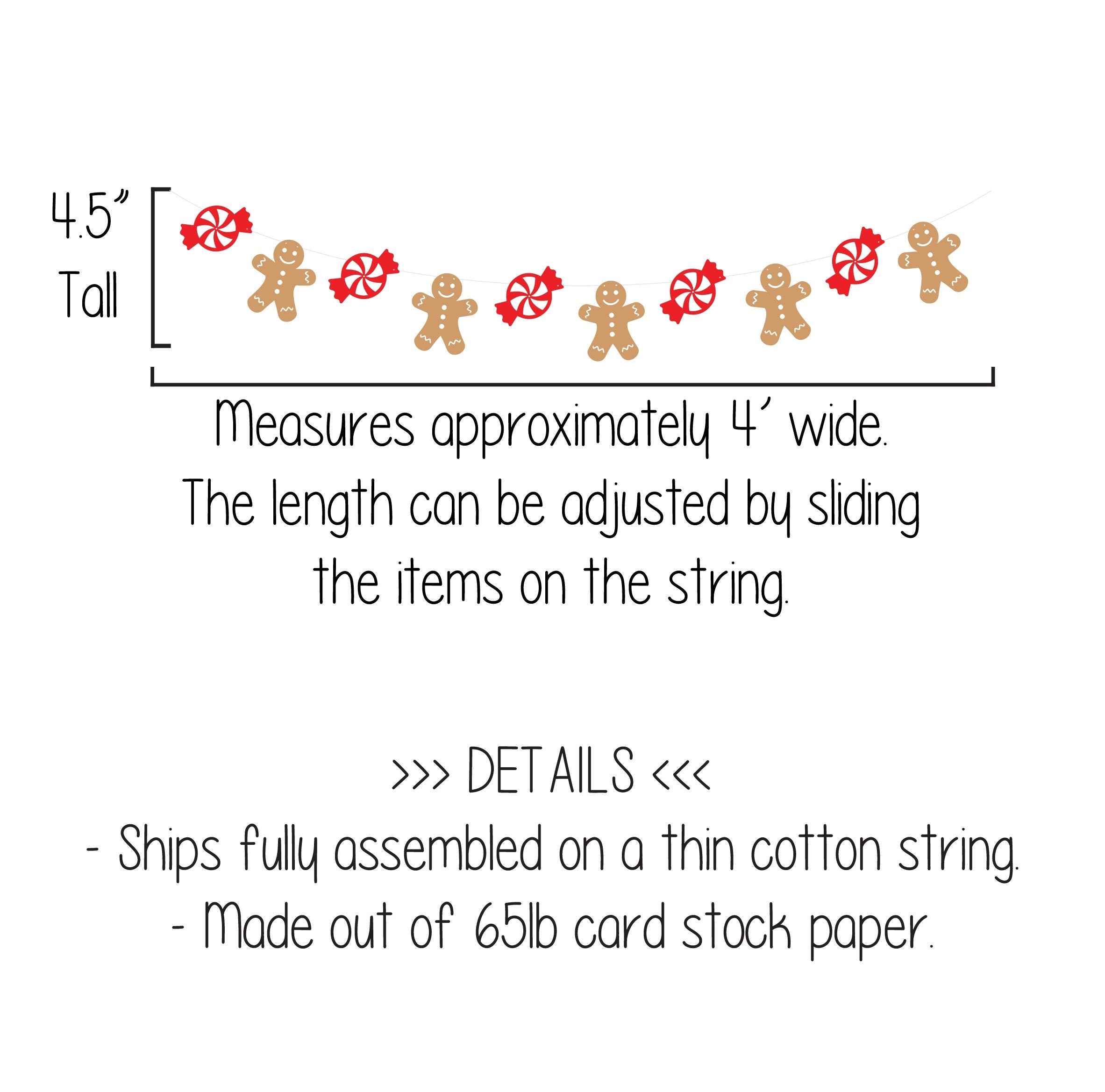 Christmas Garland, Christmas Banner, Gingerbread Men Decorations, Christmas Candy Banner, Christmas Decorations