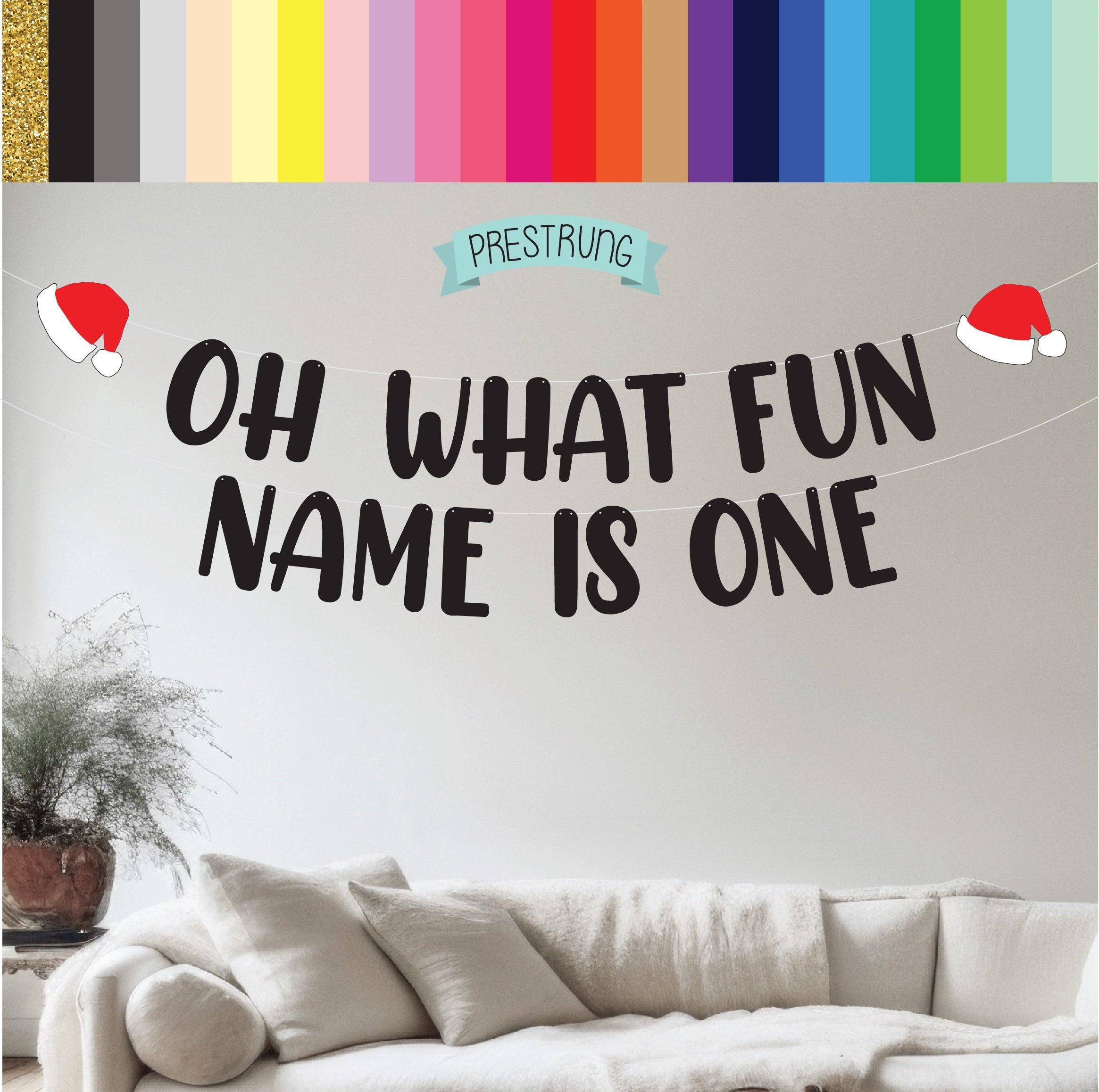 Oh What Fun Name Is One, Oh What Fun Banner, Oh What Fun Name Is One Banner, Christmas 1st Birthday, 1st Birthday Banner