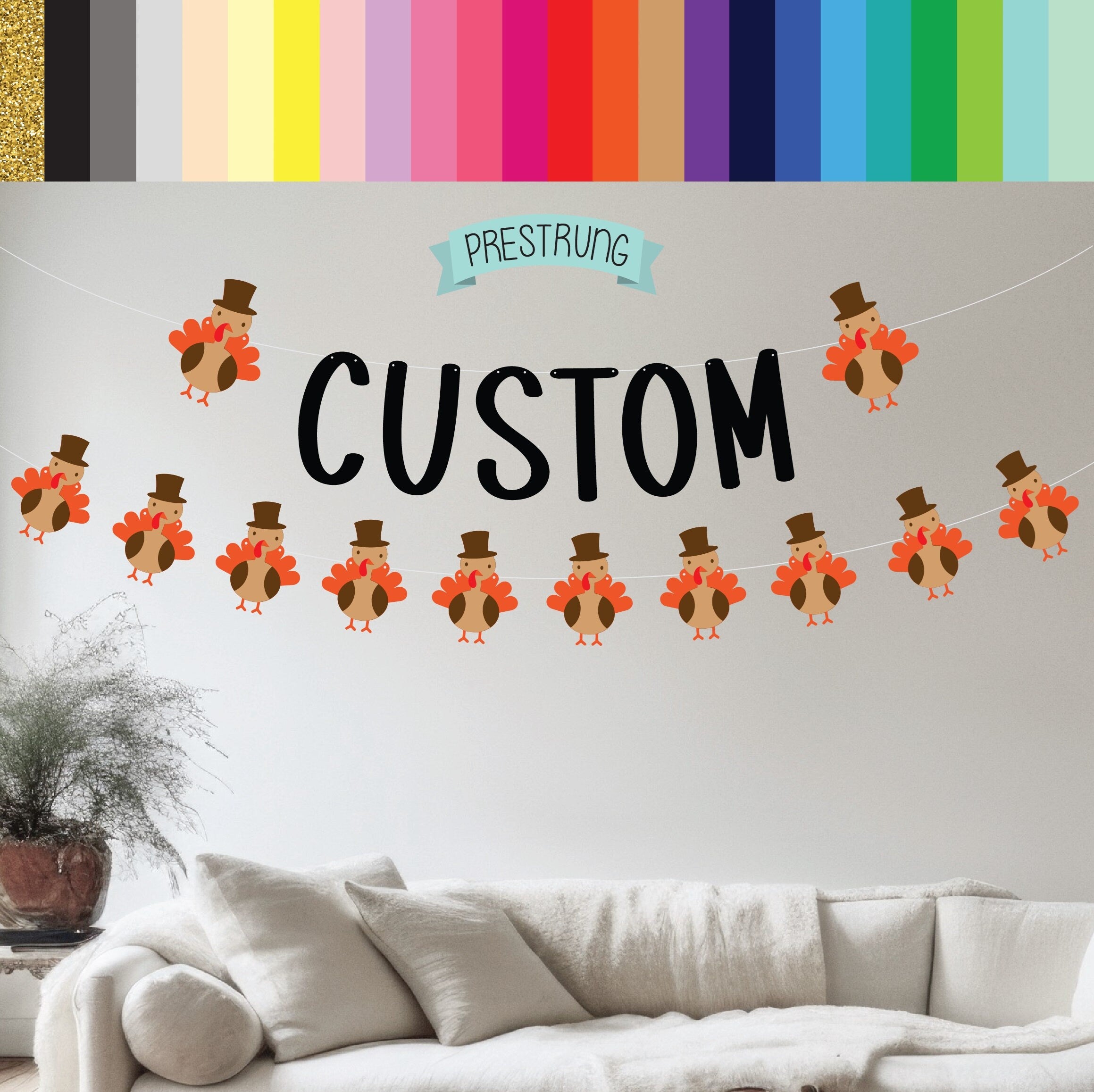 Custom Turkey Banner, Custom Thanksgiving Banner, Thanksgiving Decorations, Thanksgiving Backdrop, Thanksgiving Dinner Decorations
