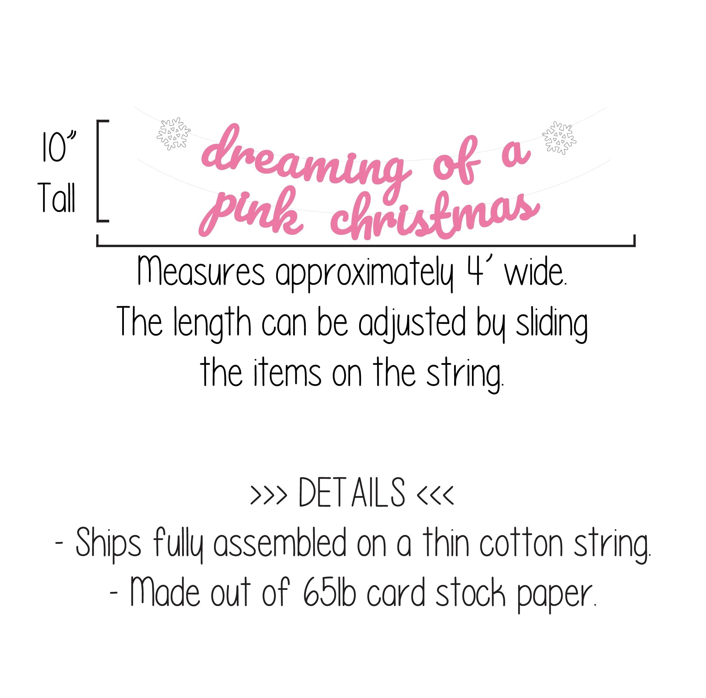Dreaming Of A Pink Christmas, Dreaming Of a Pink Christmas Banner, Pink Christmas, Pink Christmas Decorations, Pink Snowflake Decorations