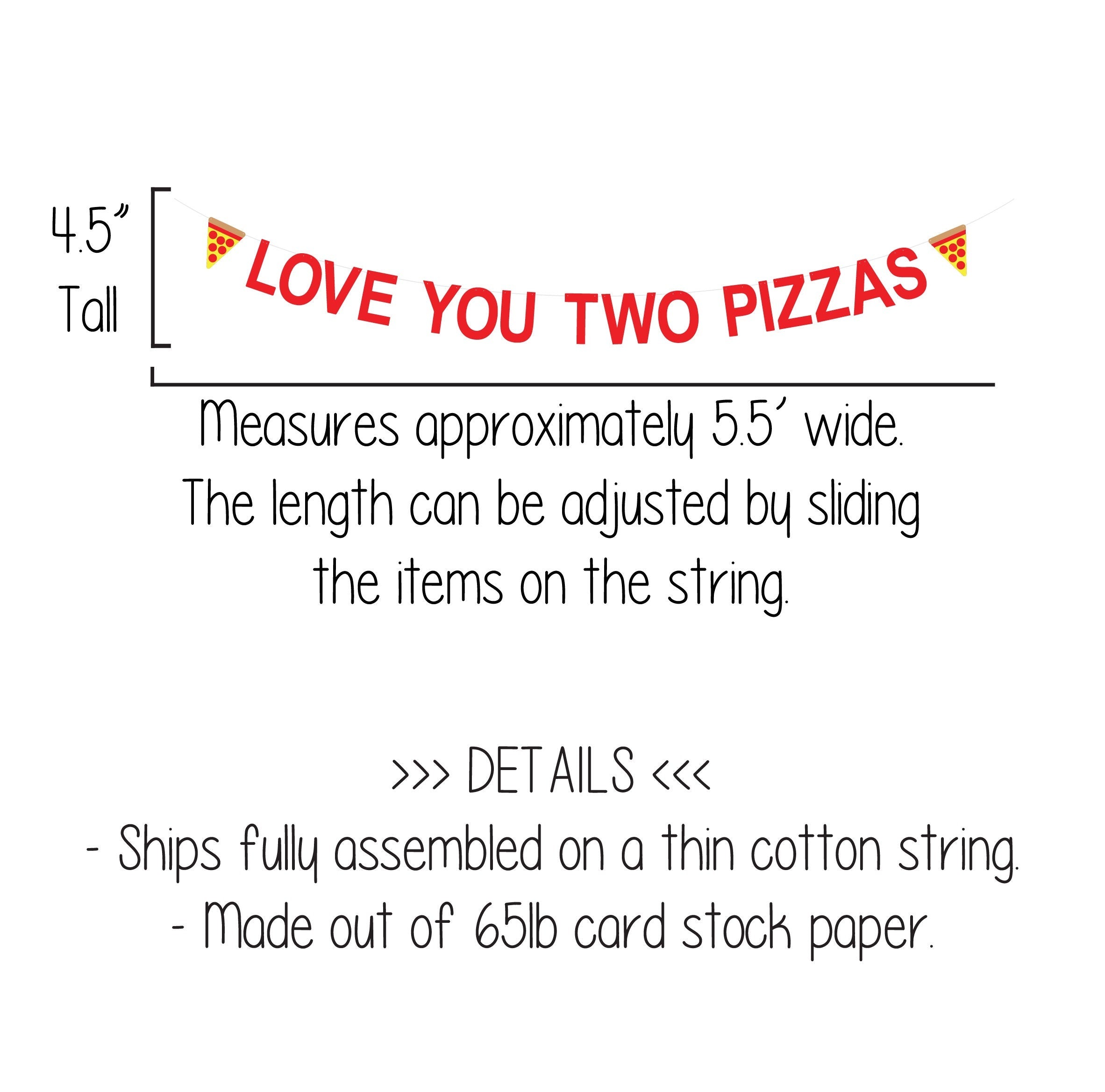 Love You Two Pizzas, Love You Two Pizzas Banner, 2nd Birthday Decorations, Pizza Themed Second Birthday, Pizza Twins