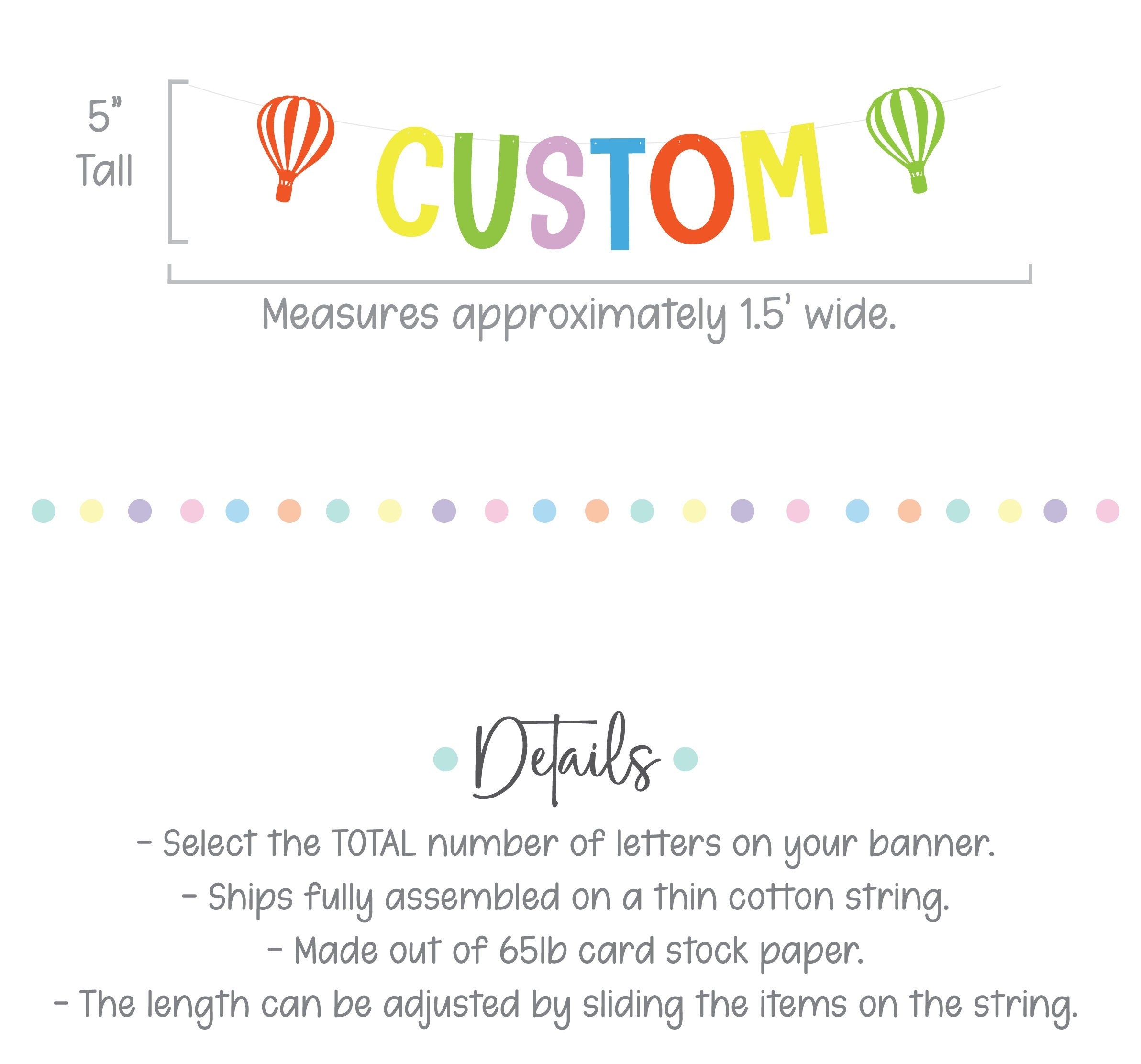 Hot Air Balloon Happy Birthday Banner, Hot Air Balloon Decorations, Rainbow Birthday Banner, Hot Air Balloon Banner