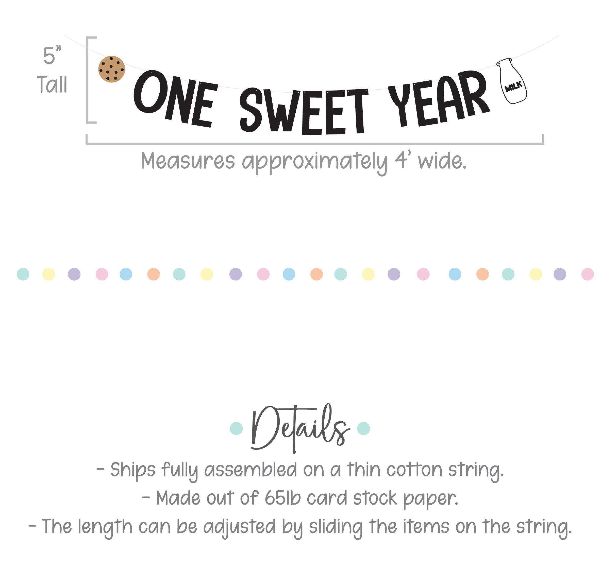 One Sweet Year, One Sweet Year Banner, First Birthday Banner, Cookie Party Decorations, Cookies and Milk Decorations, 1st Birthday Ideas