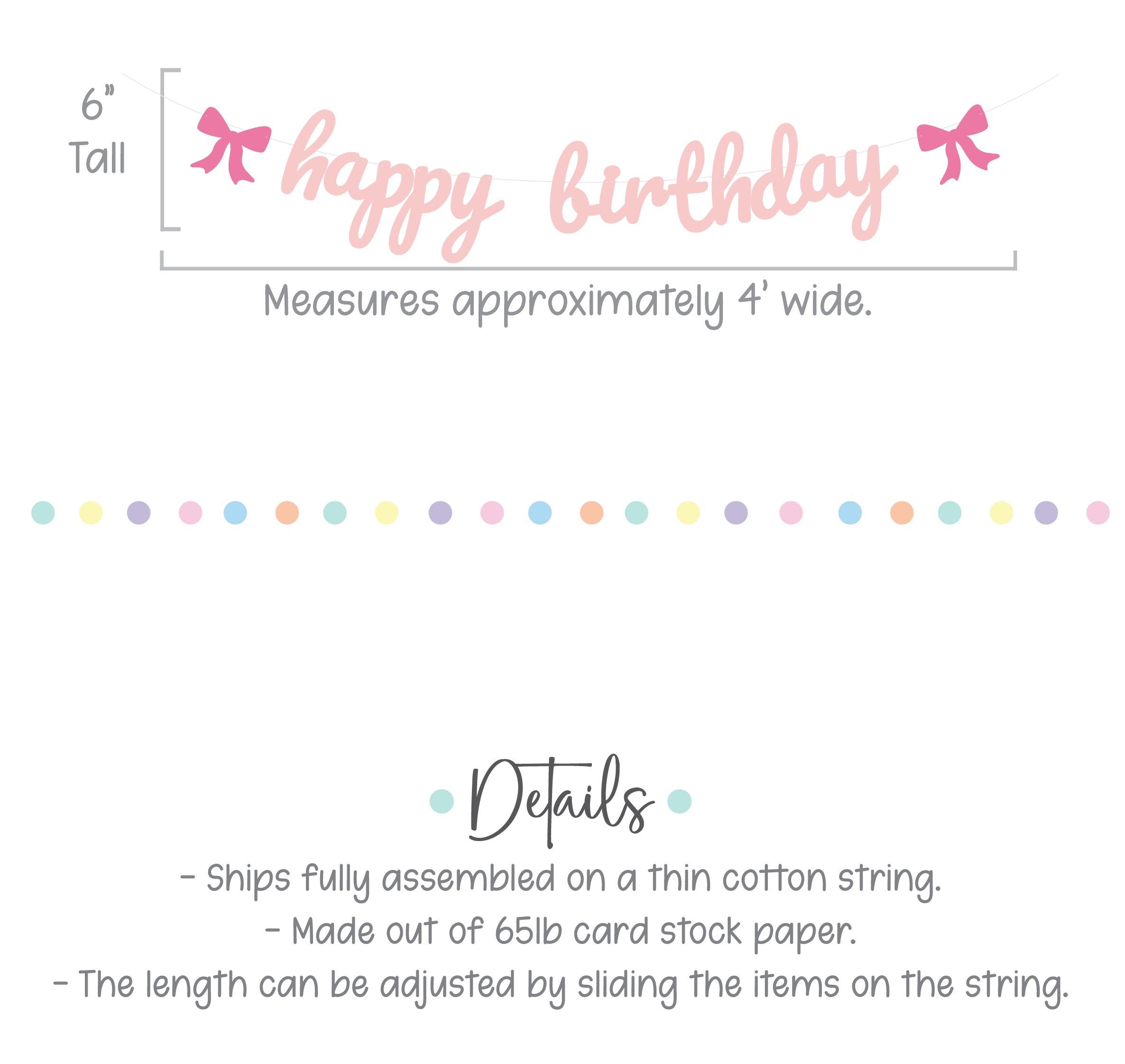 Happy Birthday Banner, Coquette Birthday Banner, Coquette Decorations, Coquette Theme, Coquette Banner, Pink Bow Happy Birthday Banner