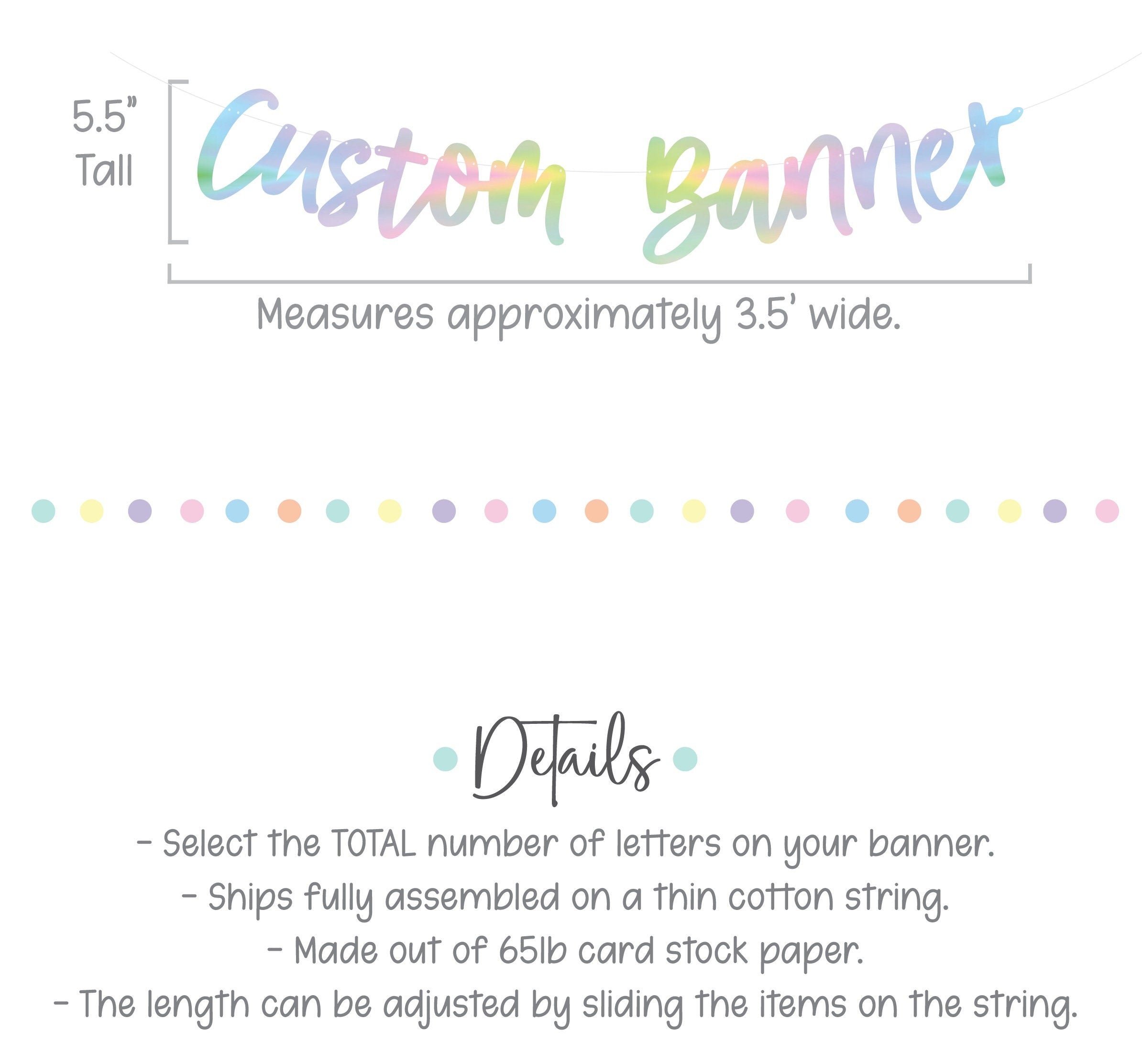Custom Banner, Custom Banner 3 Lines, Custom Holographic Banner, Holographic Banner, Holographic Decorations, Party Supplies, Cursive Banner