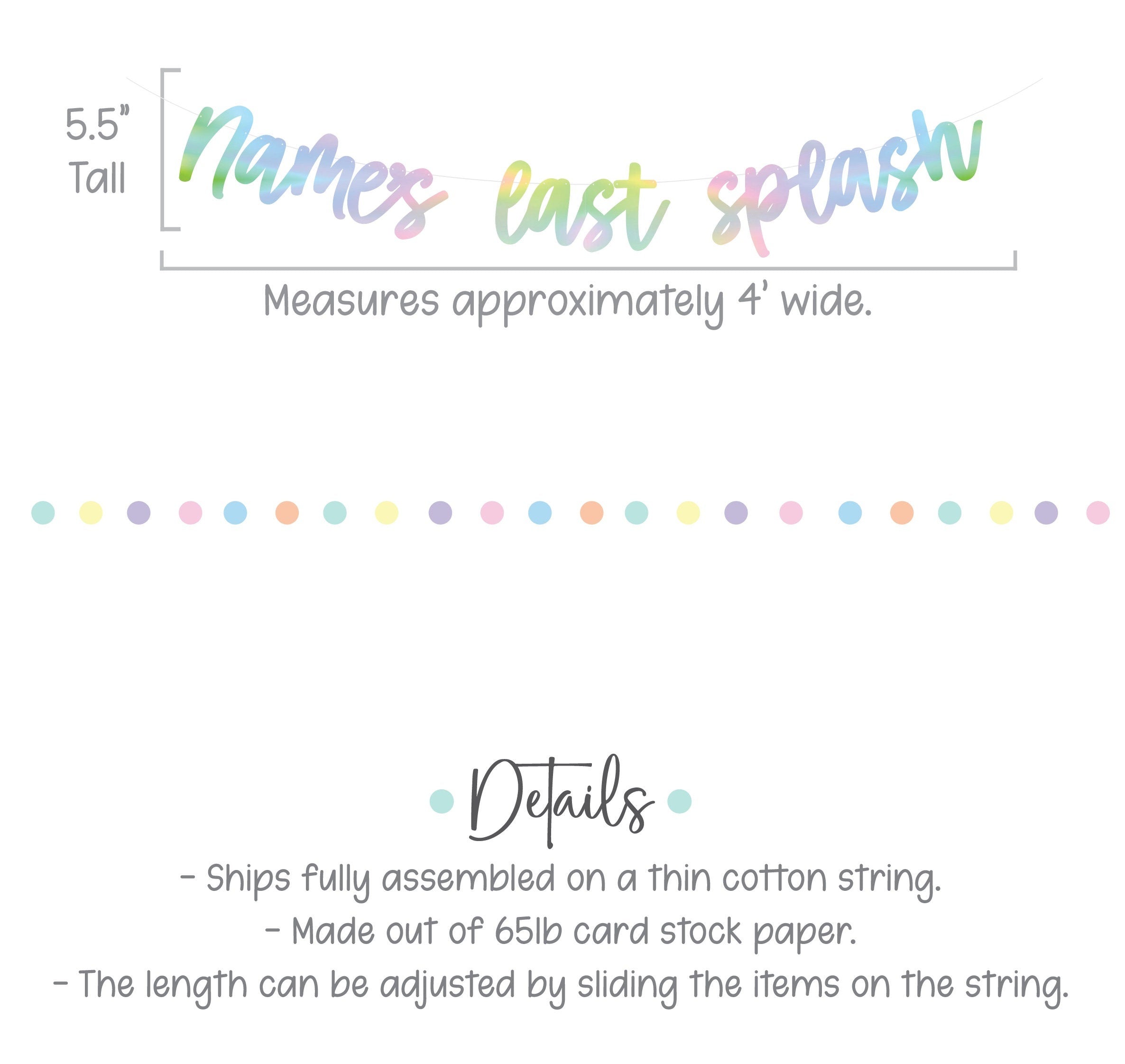 Name&#39;s Last Splash, Bachelorette Banner, Bachelorette Decorations, Holographic Decorations, My Last Splash Banner