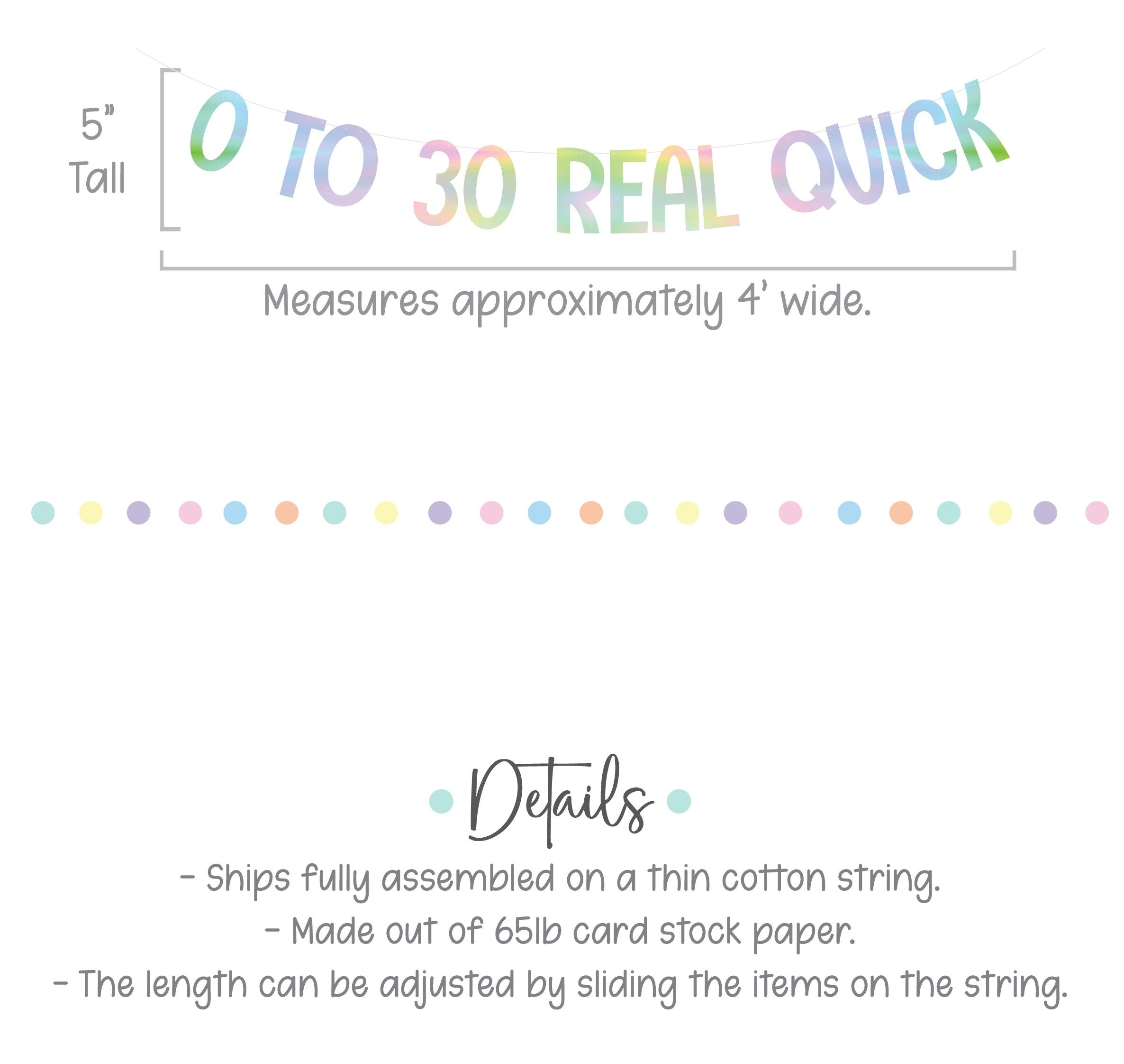 0 To 30 Real Quick, 30th Birthday Banner, Zero To Thirty Real Quick, Holographic Decorations, 30th Birthday Decorations