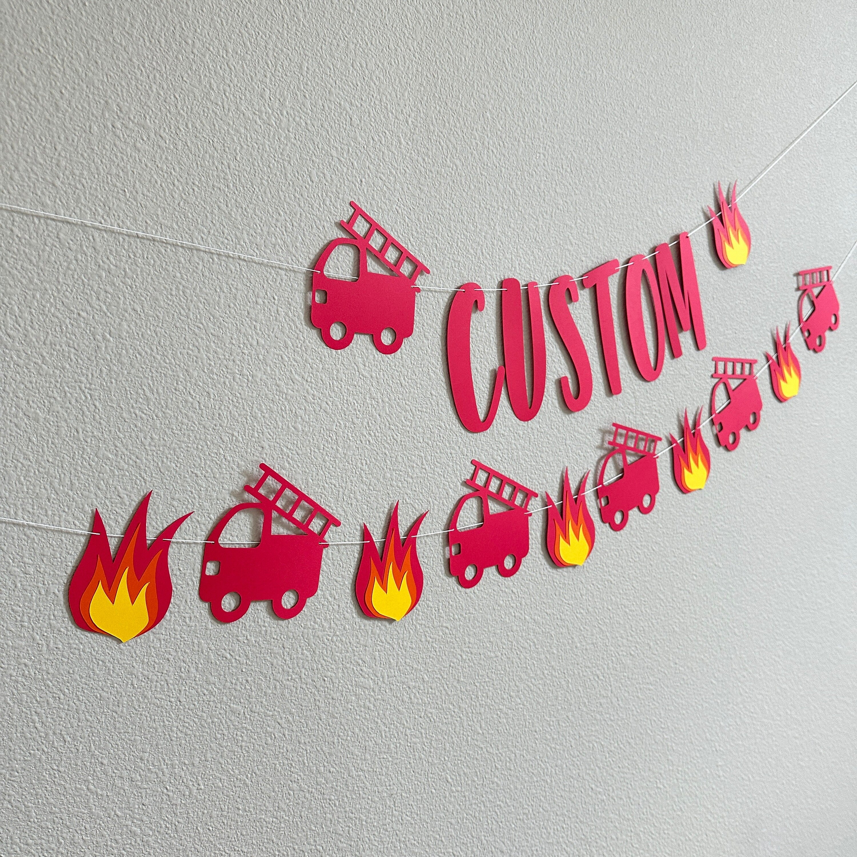 Firetruck Birthday Banner, Fire Happy Birthday Banner, Firetruck Birthday, Firetruck Decorations, Custom Fire Banner, Custom Firetruck Decor