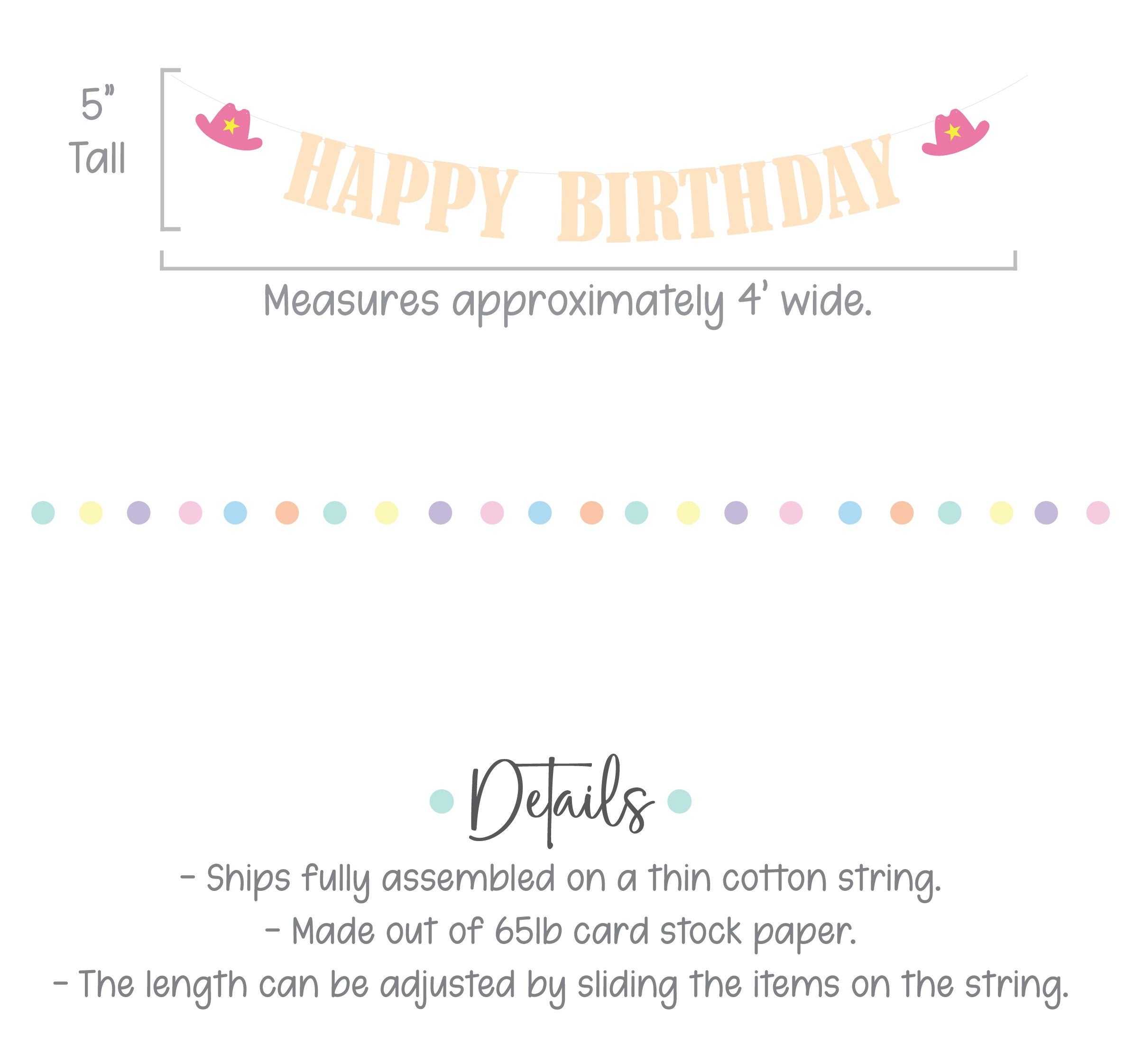 Cowgirl Happy Birthday Banner, Rodeo Happy Birthday Banner, Pink Rodeo Banner, Cowgirl Decorations