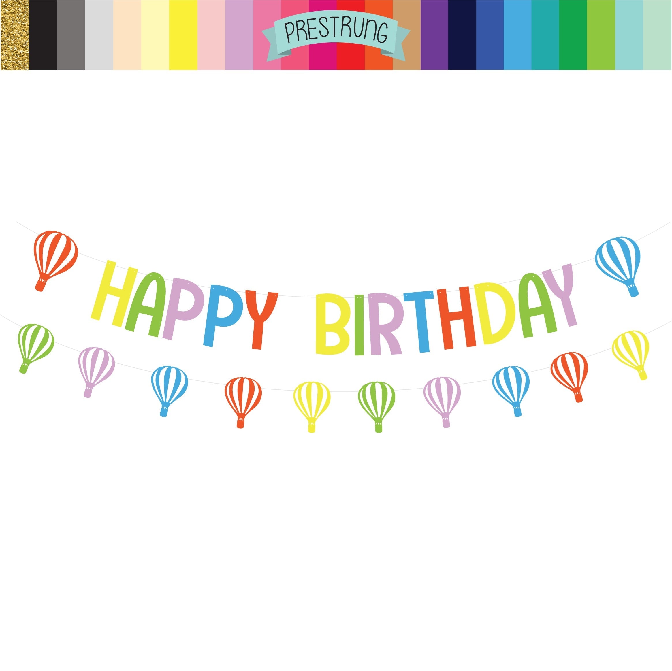 Hot Air Balloon Happy Birthday Banner, Hot Air Balloon Decorations, Rainbow Birthday Banner, Hot Air Balloon Banner