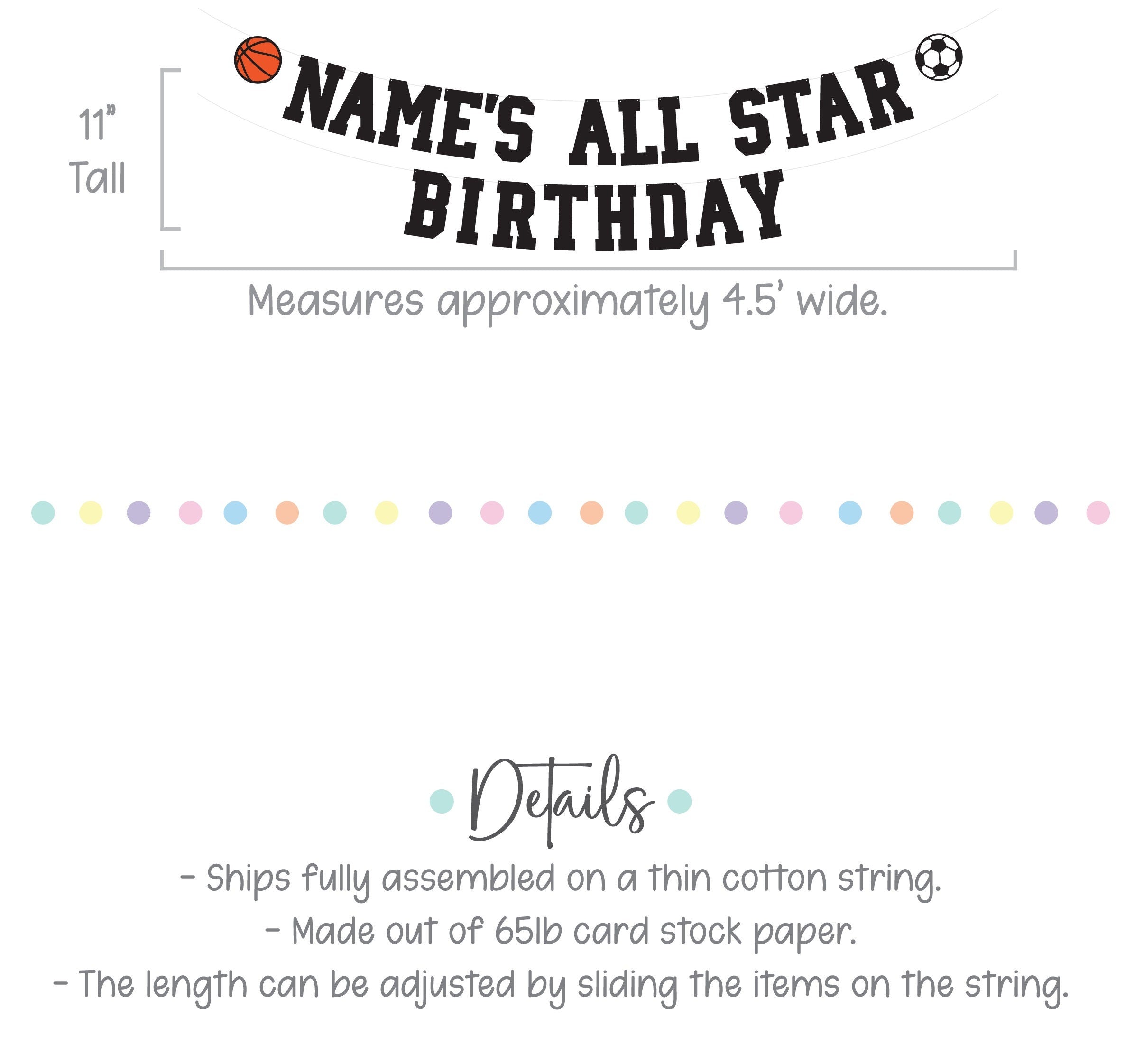 All Star Birthday, Name&#39;s All Star Birthday Banner, Sports Themed Decorations, Sports Birthday Party, Name&#39;s All Star Birthday