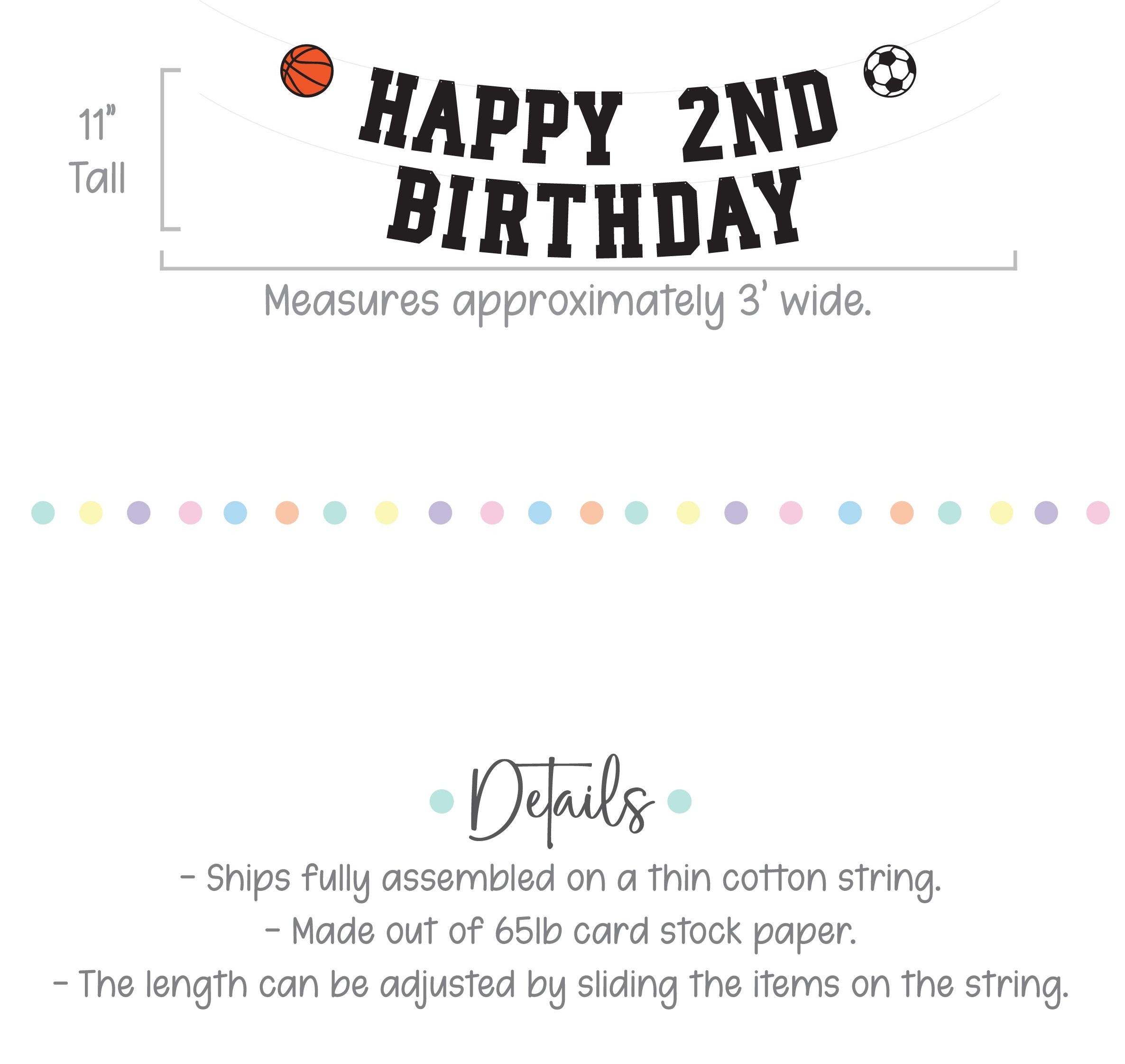 Sports Themed 2nd Birthday Banner, Happy 2nd Birthday, Sports 2nd Birthday, Sports Decorations, Second Birthday Theme Ideas