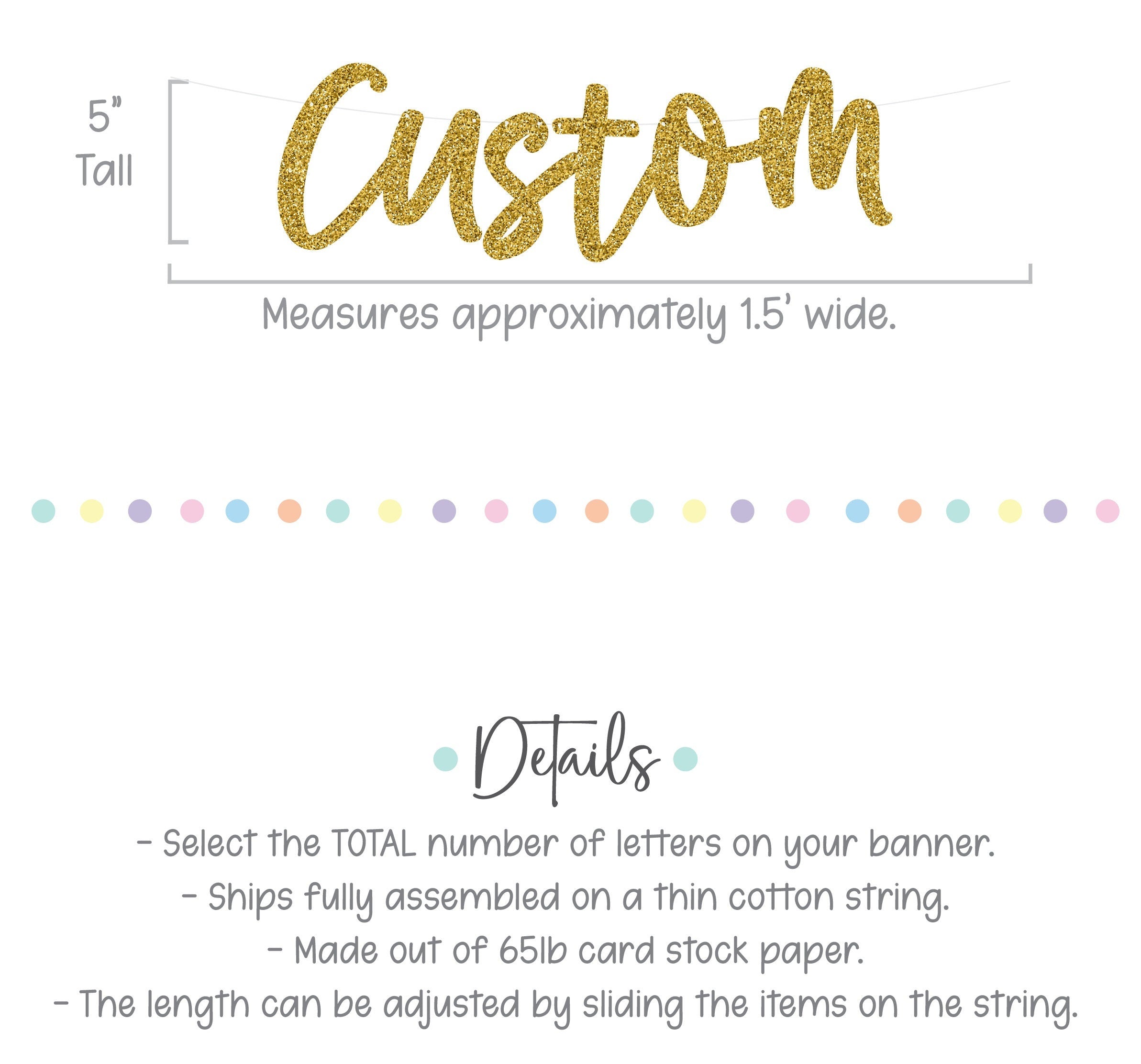 Custom Banner, Custom Gold Banner, Gold Glitter Banner, Gold Decorations, Glitter Banner, Party Supplies, Cursive Banner