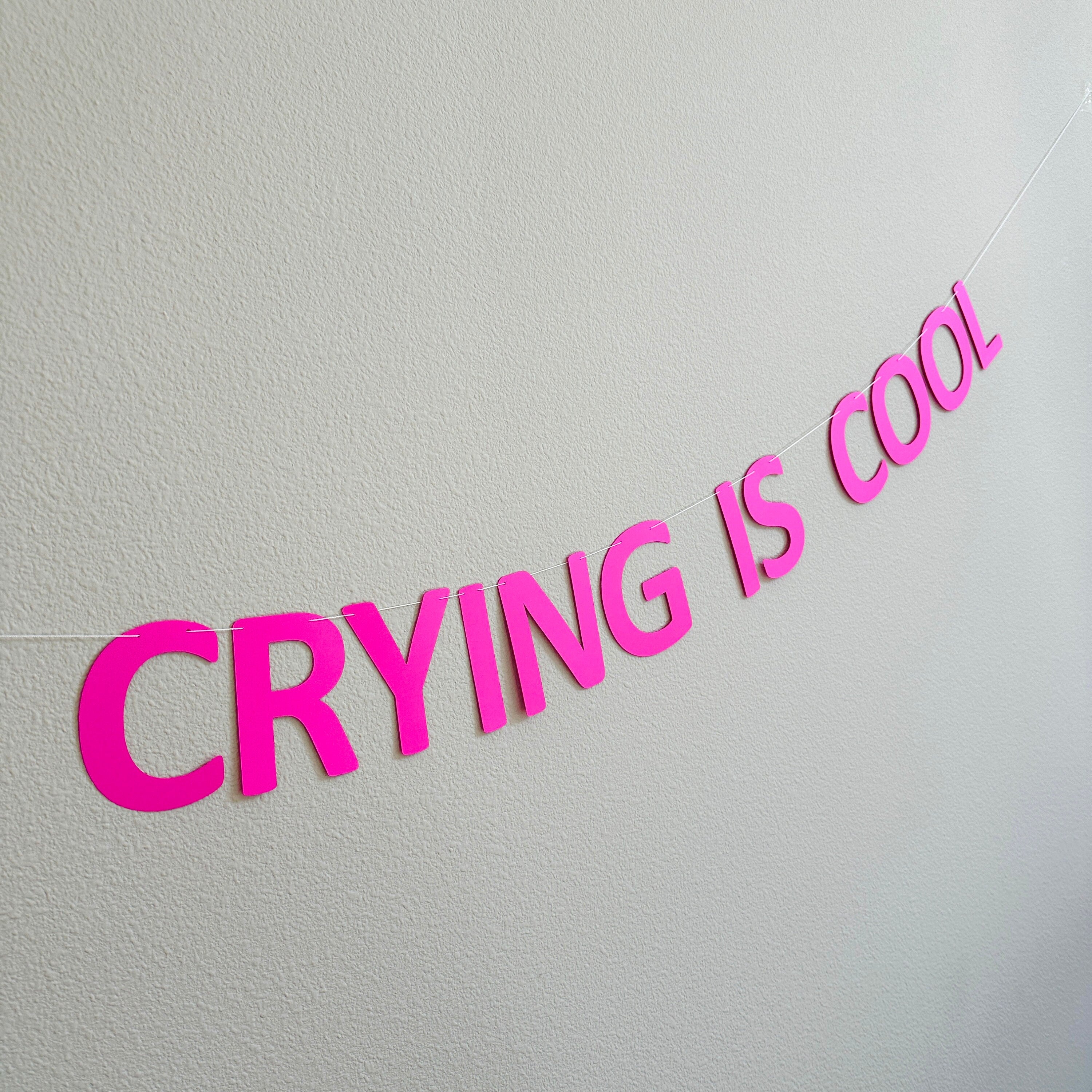 Crying Is Cool, Crying Is Cool Banner, Custom Banner, Custom Fuchsia Banner, Funny Banner, Crying Banner, Sad Banner