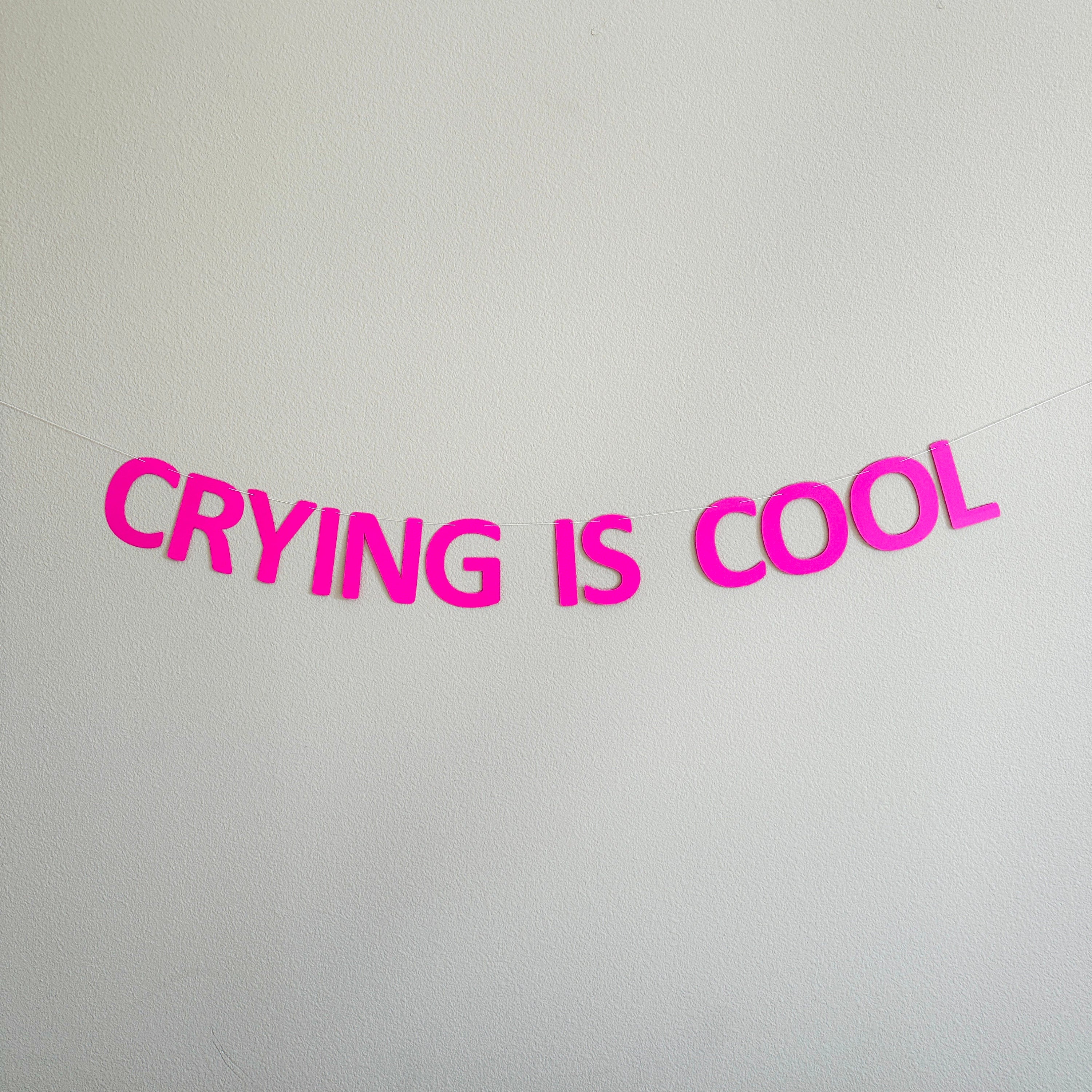 Crying Is Cool, Crying Is Cool Banner, Custom Banner, Custom Fuchsia Banner, Funny Banner, Crying Banner, Sad Banner